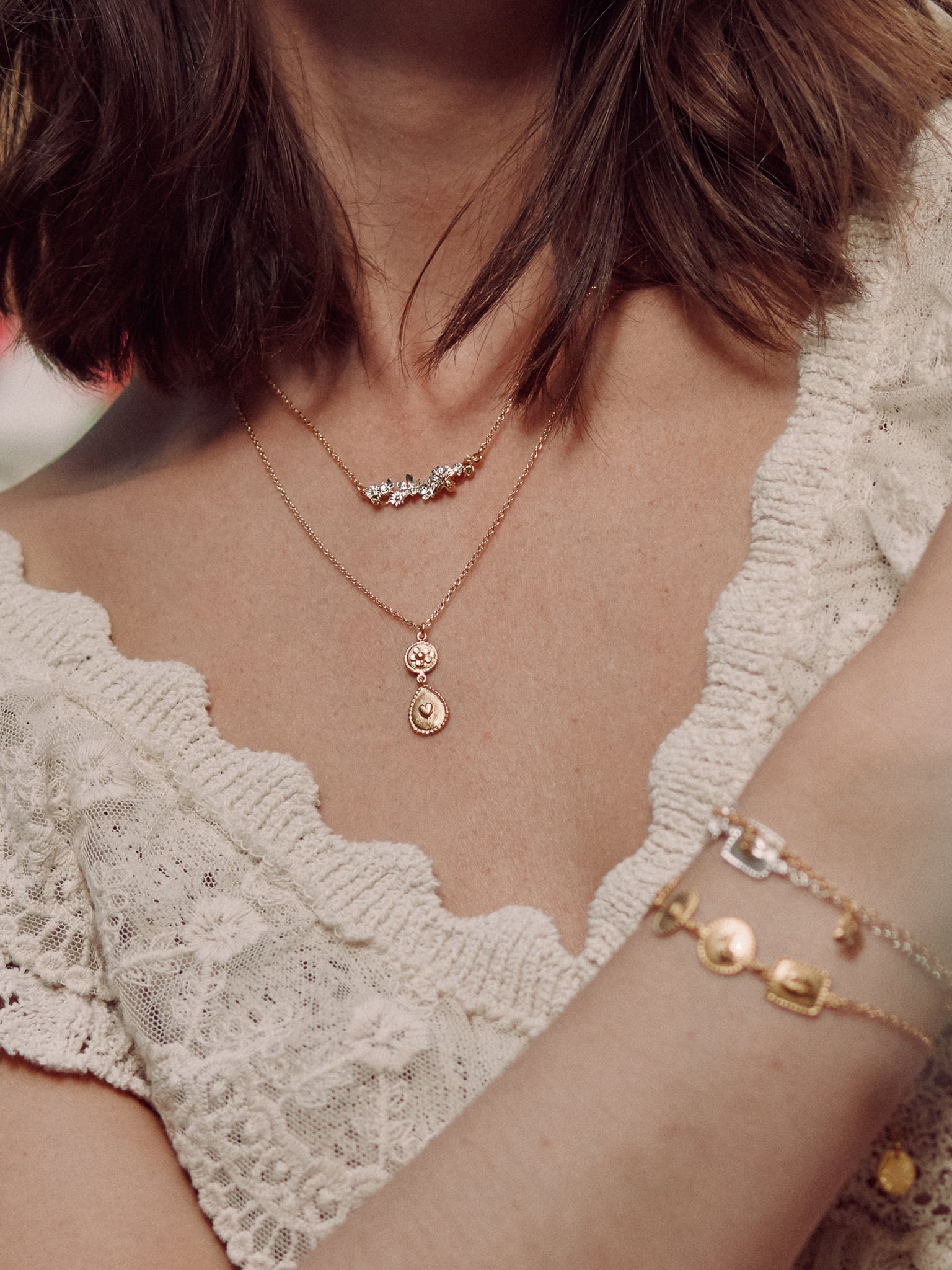 Love of Nature Heart & Flower Drop Necklace - image 5