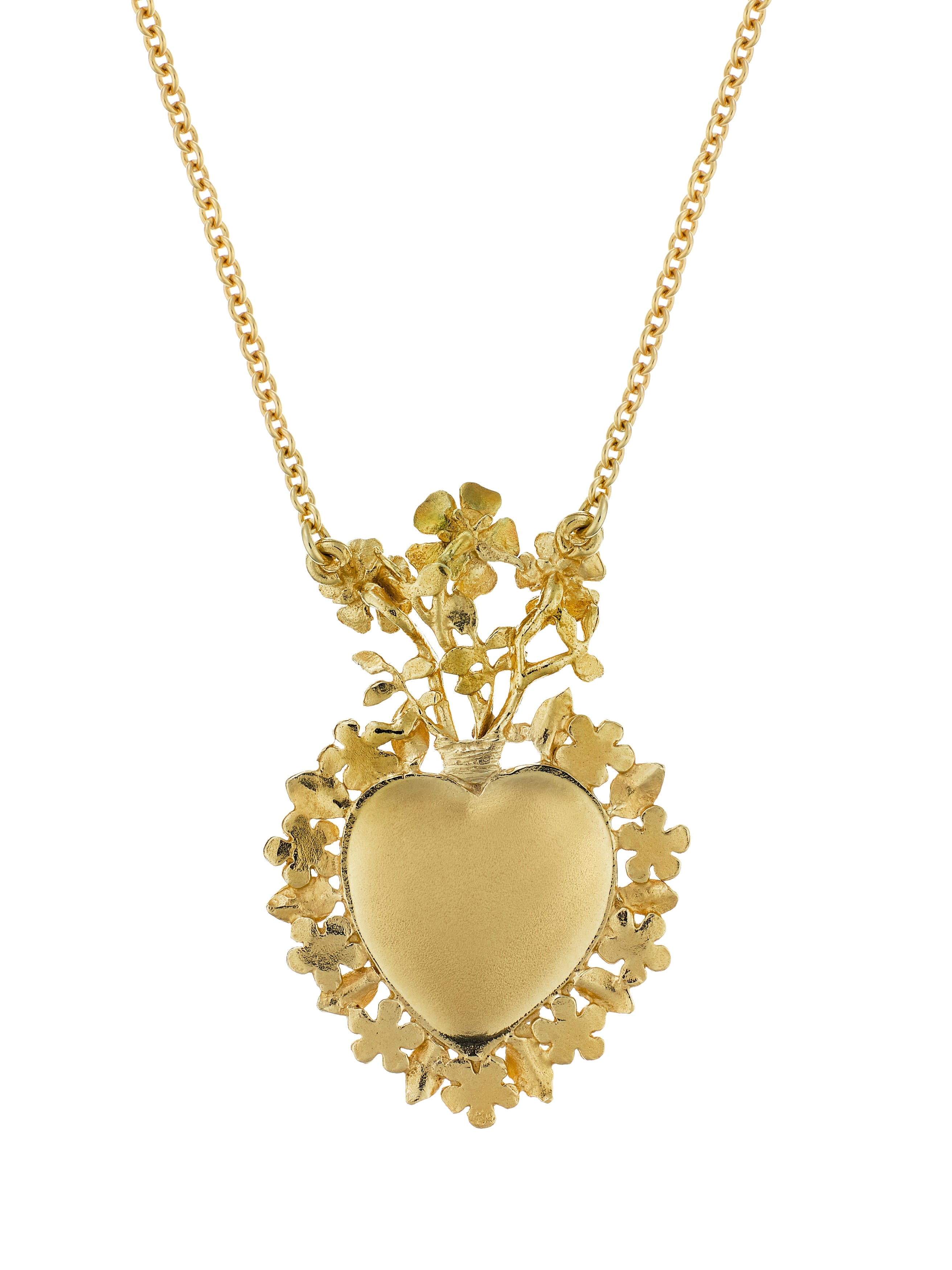 Floral Sacred Heart Necklace - image 3 | gold plate