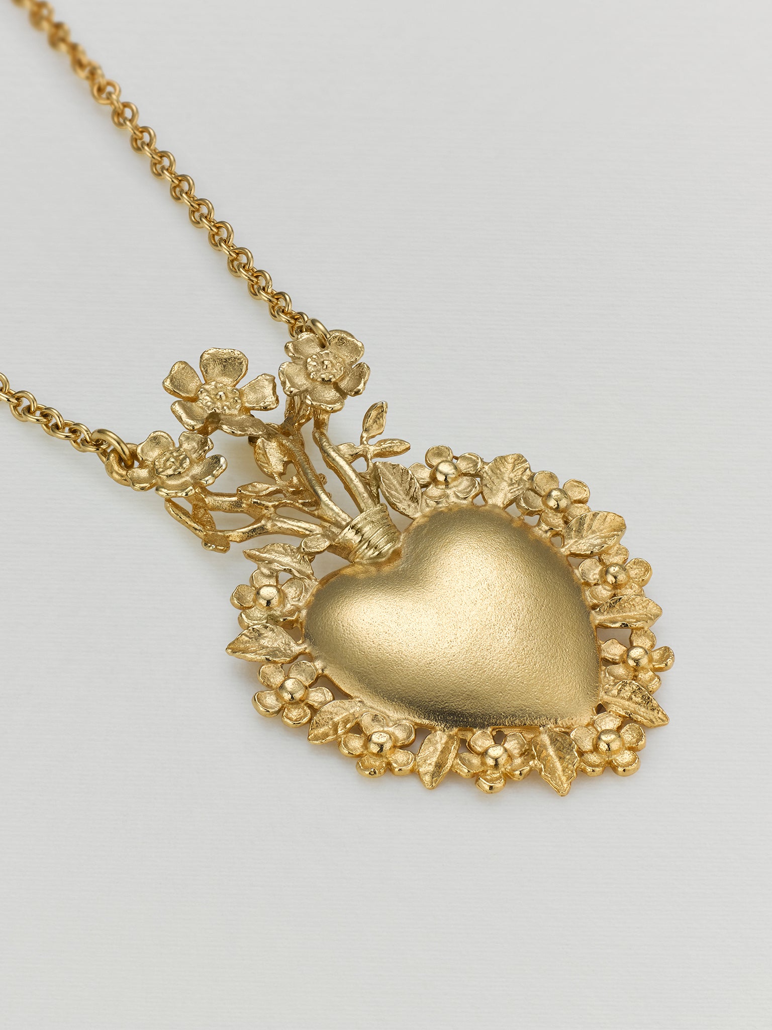 Floral Sacred Heart Necklace - image 2 | gold plate