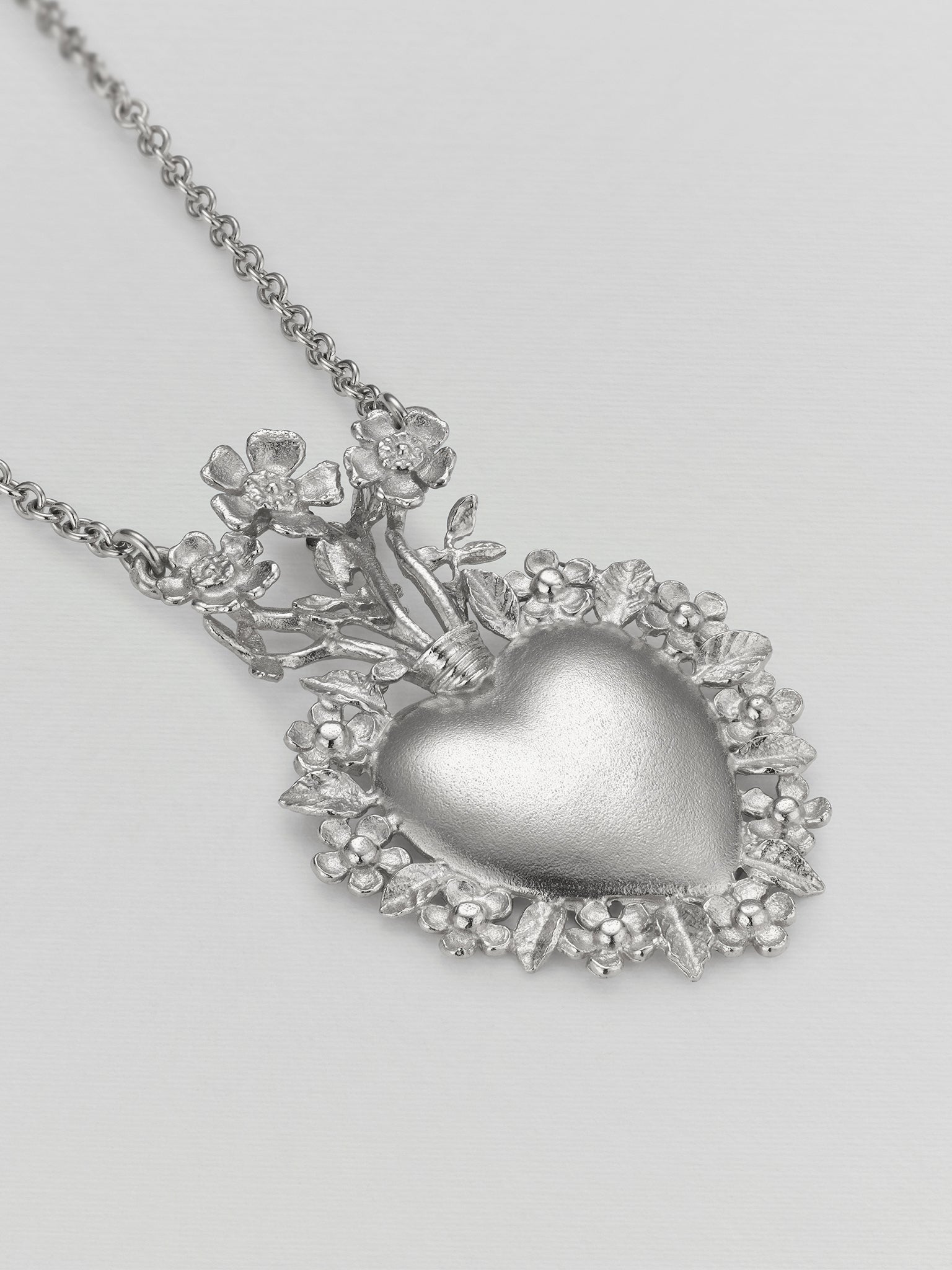 Floral Sacred Heart Necklace - image 6 | silver