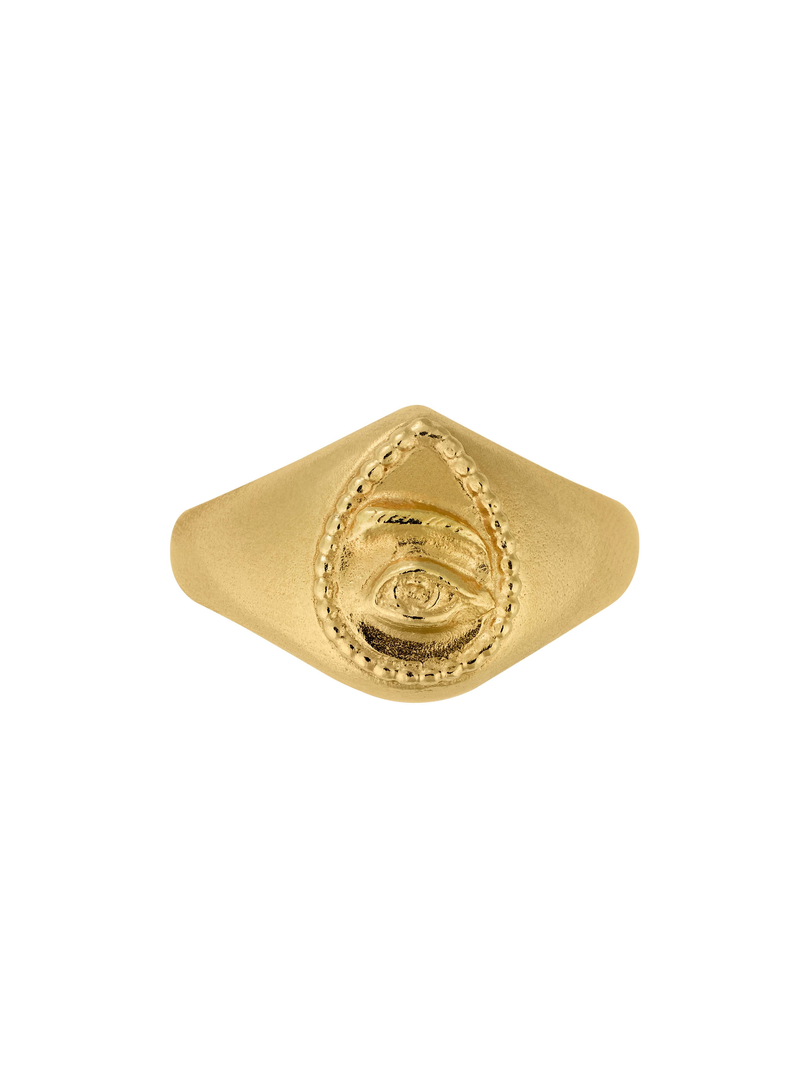 Sense of Sight Eye Teardrop Signet Ring - image 4 | gold plate