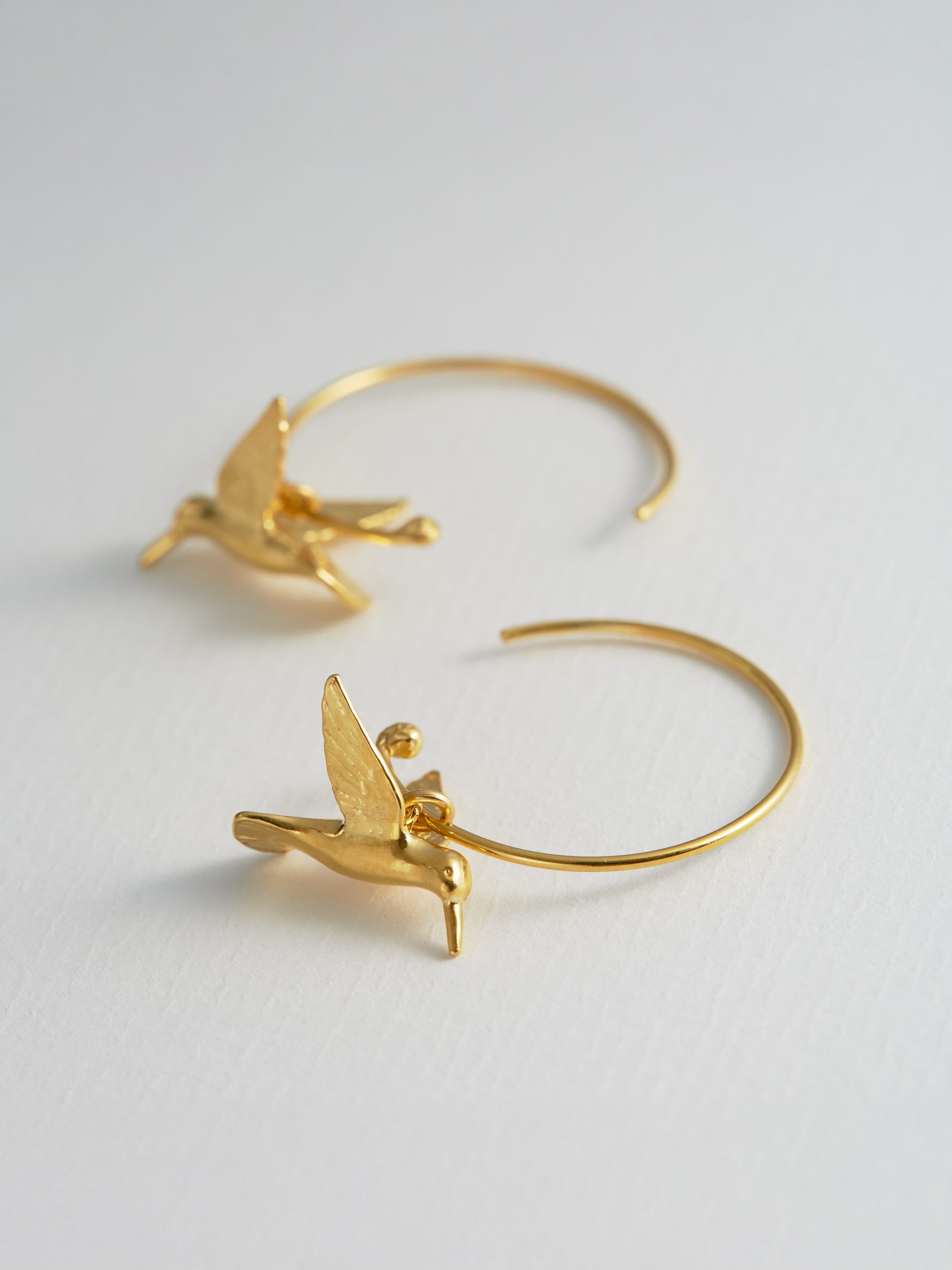 Hummingbird Hoop Earrings - image 4 | gold plate