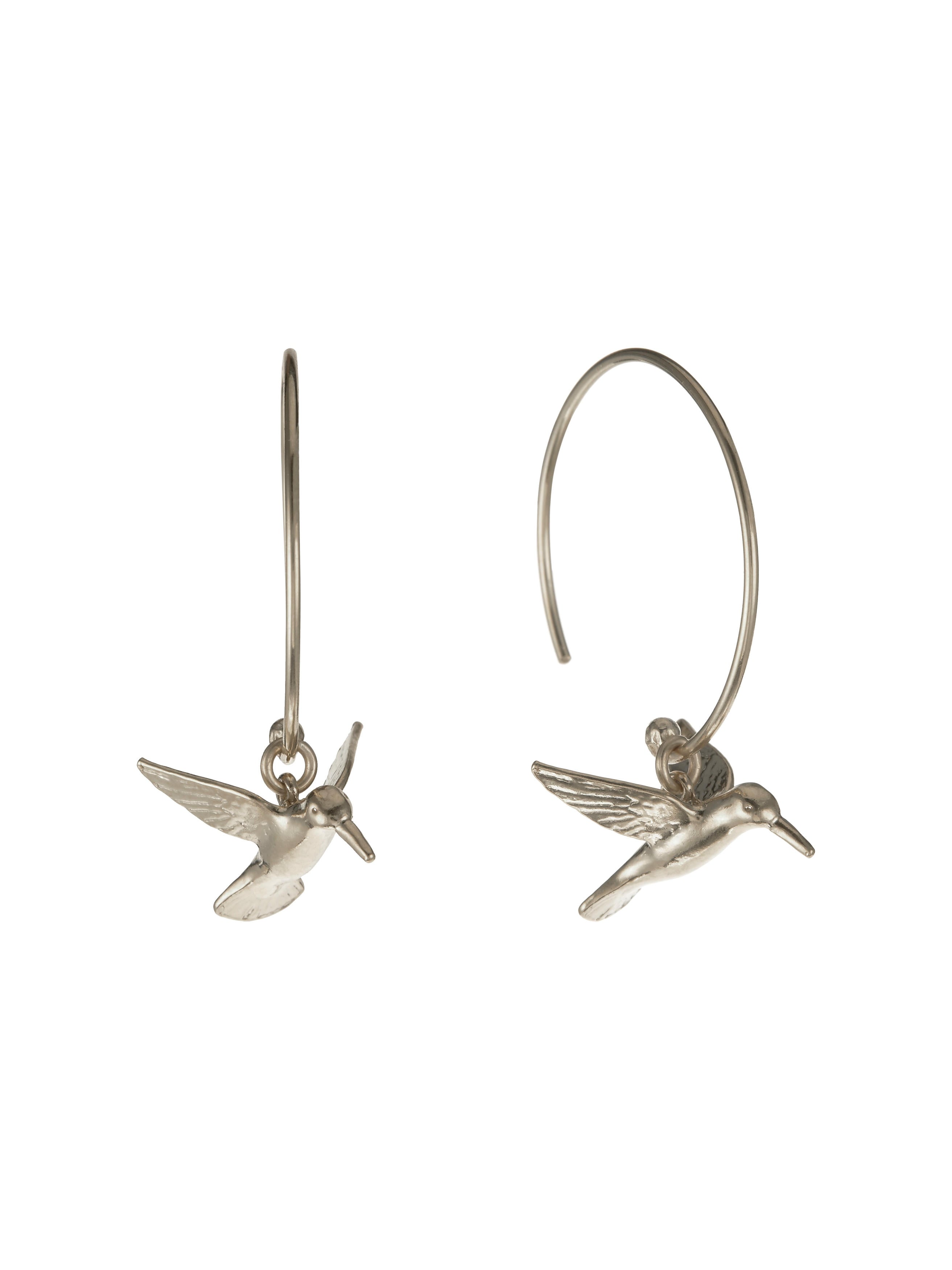 Hummingbird Hoop Earrings - image 6 | silver