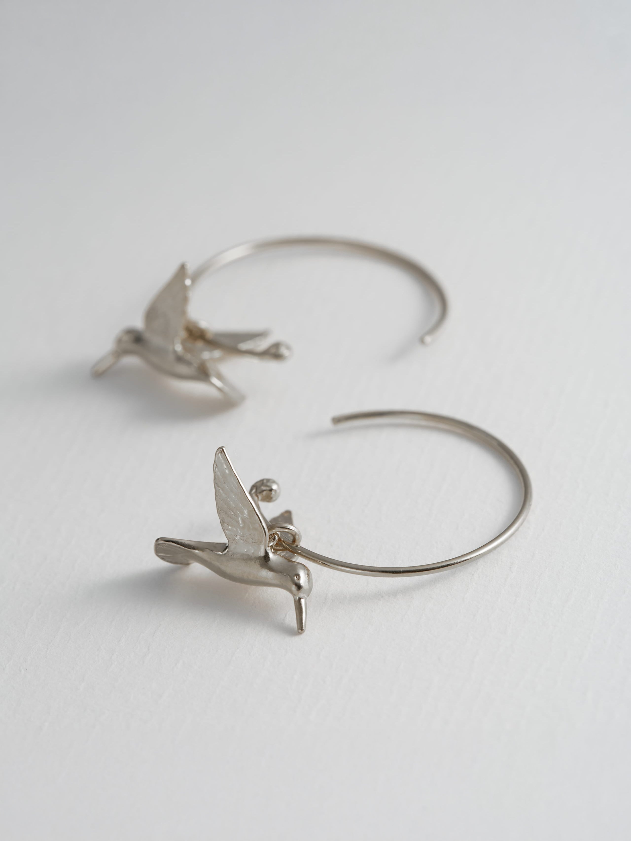Hummingbird Hoop Earrings - image 7 | silver
