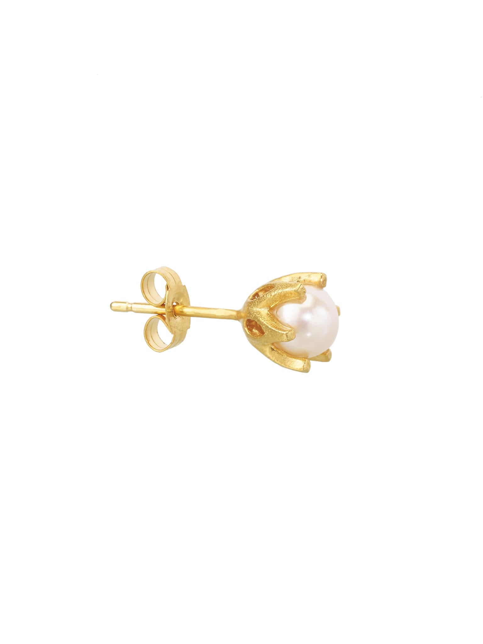 Single Ornate Pearl Stud - image 3 | gold plate