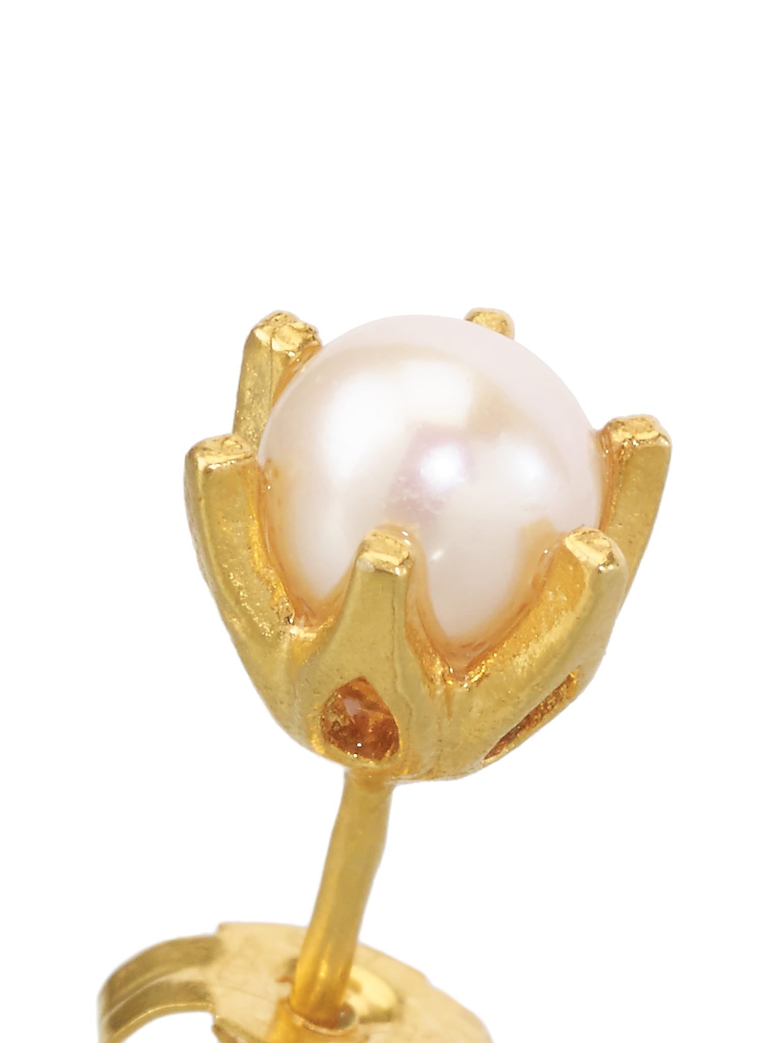 Single Ornate Pearl Stud - image 4 | gold plate