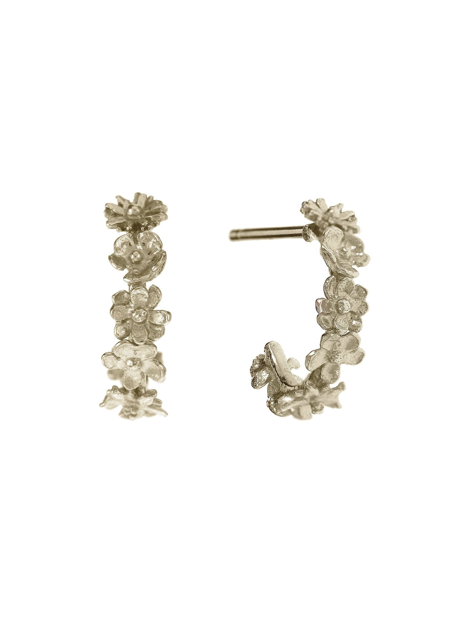 Floral Mini Hoop Earrings - image 4 | 18ct white gold