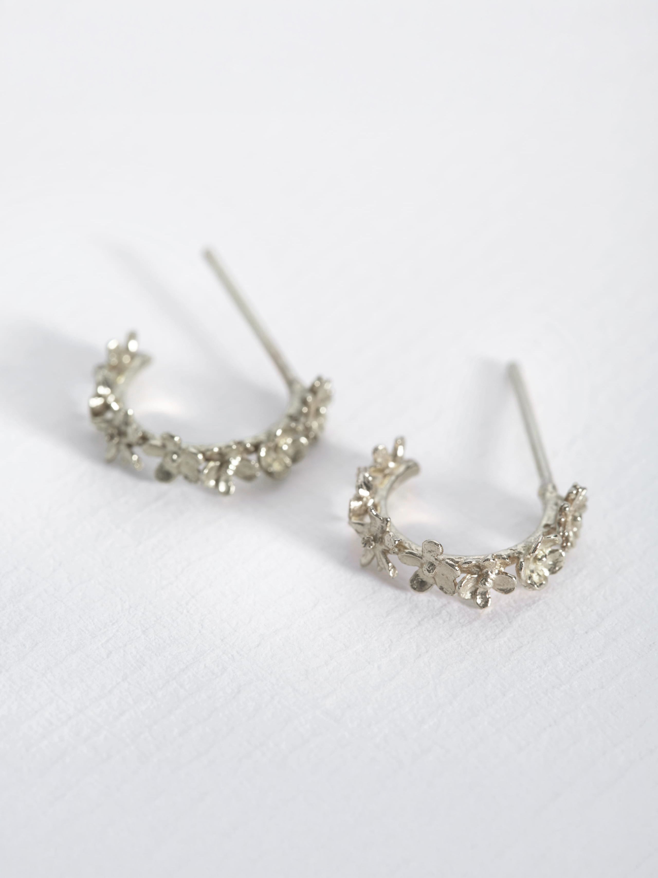 Floral Mini Hoop Earrings - image 5 | 18ct white gold