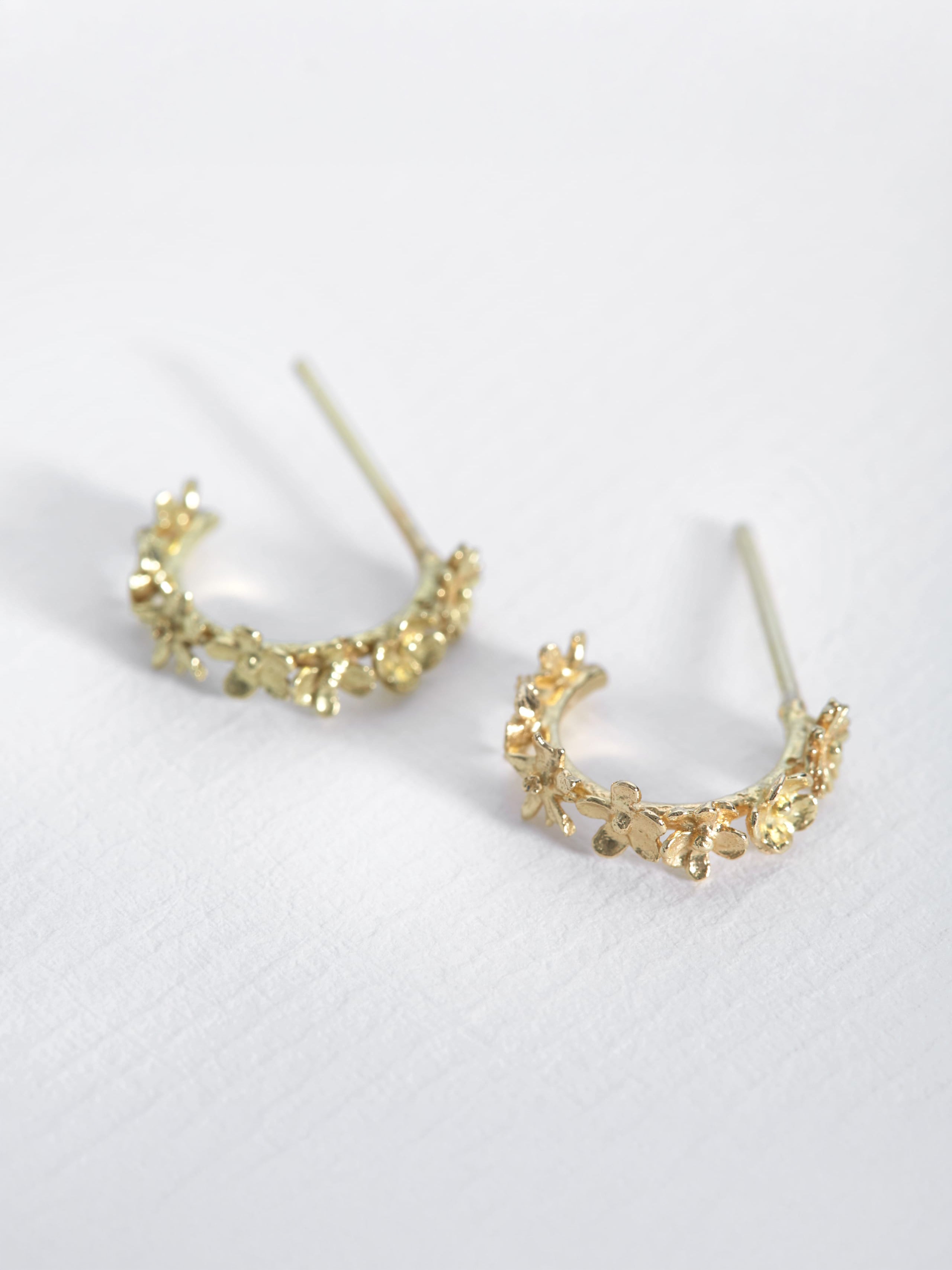 Floral Mini Hoop Earrings - image 3 | 18ct yellow gold