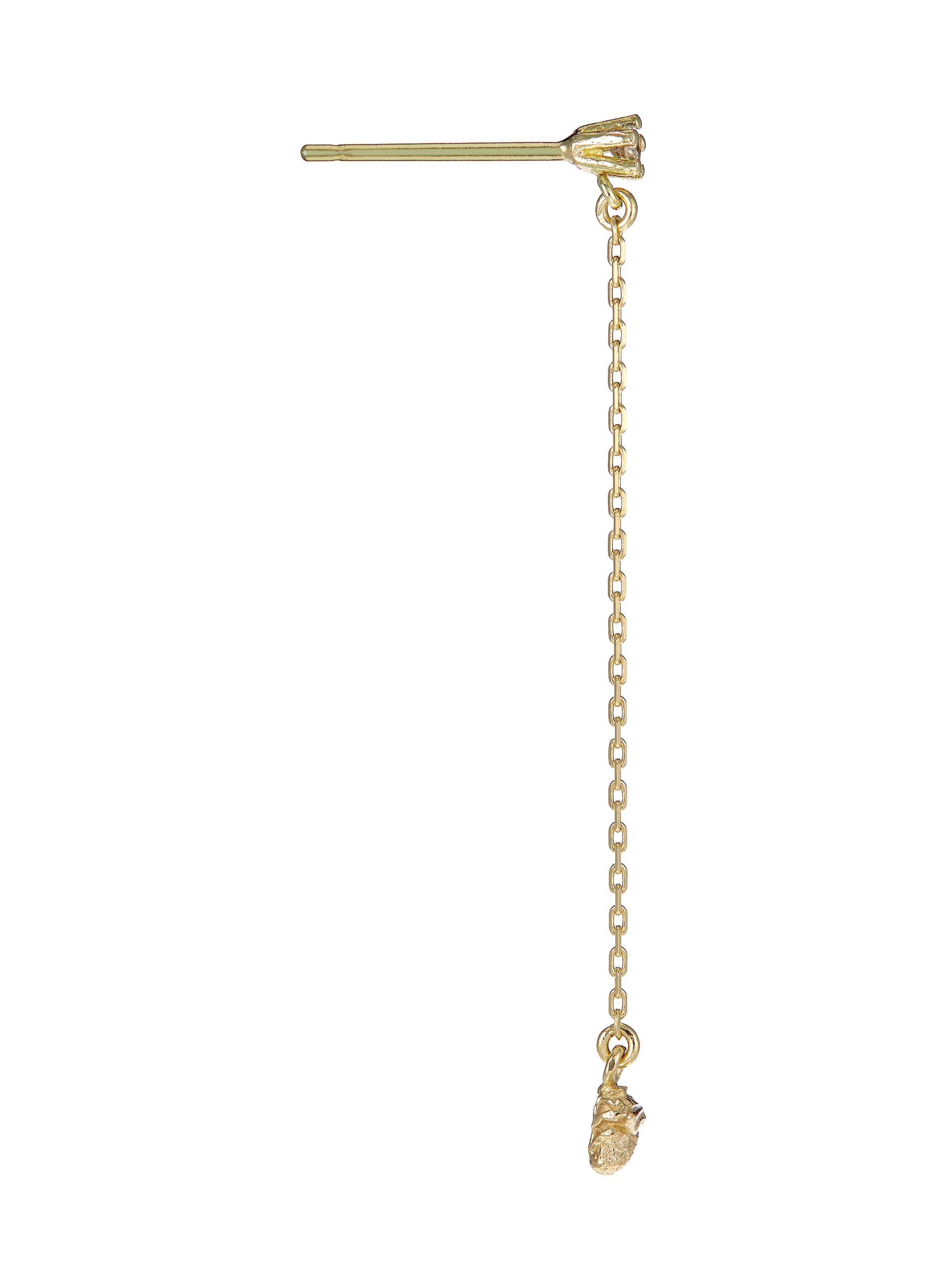 Diamond Stud Earrings with Fine Chain Bee Drops - image 4 | 18ct yellow gold