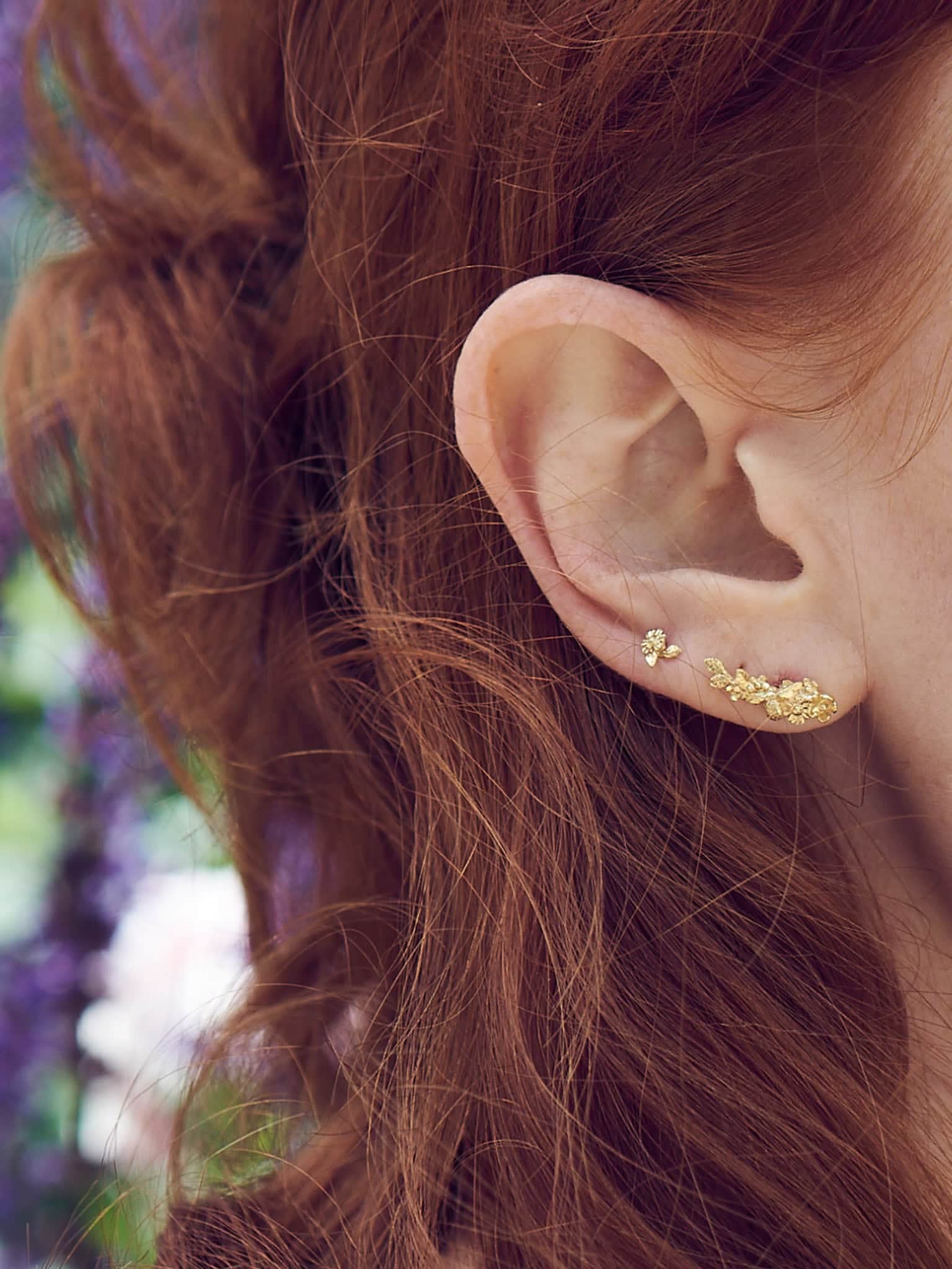 Floral Curve Single Stud Earring - image 2