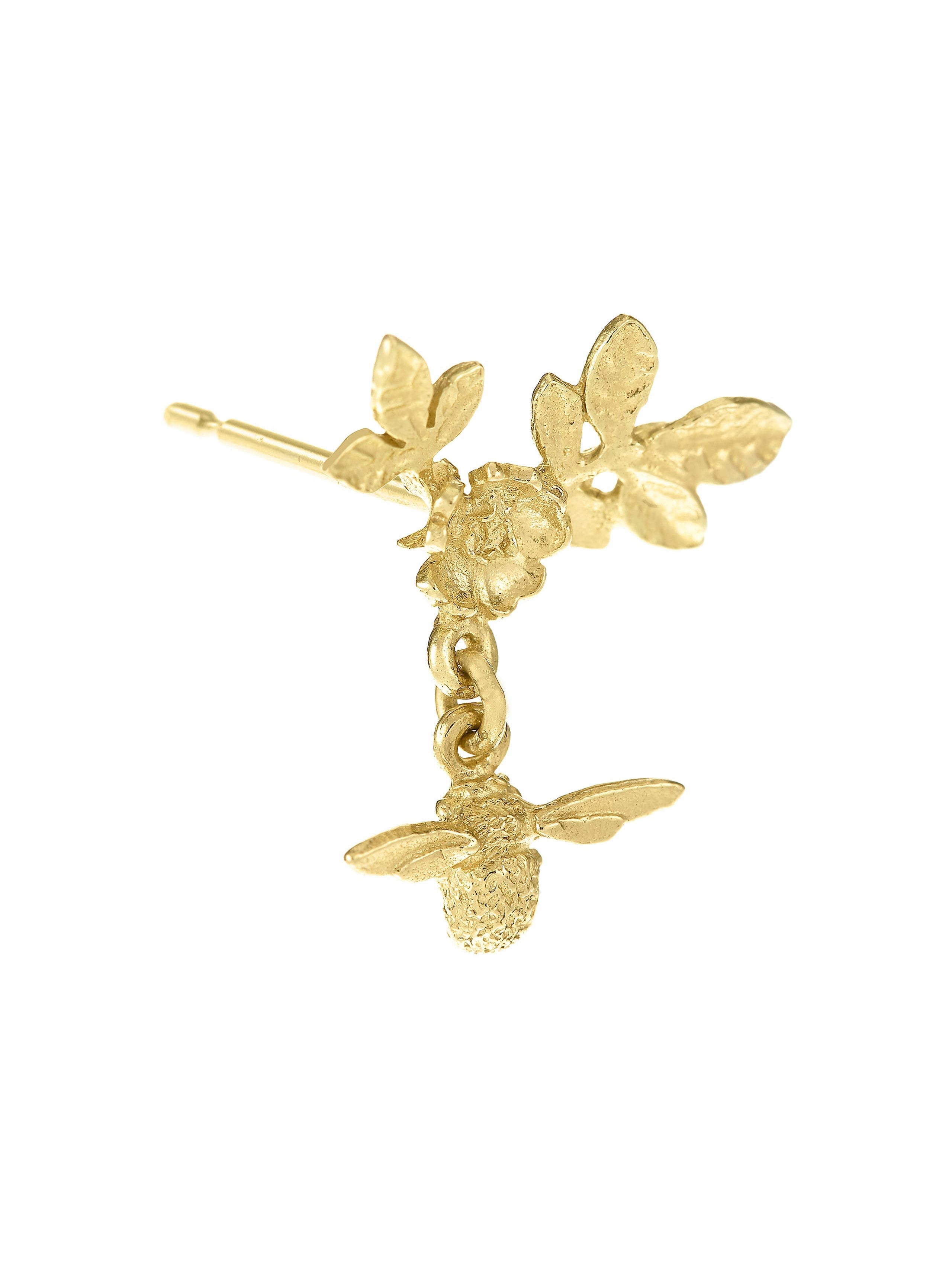 Floral Bloom Stud Earrings with Bee Drops - image 5 | 18ct yellow gold
