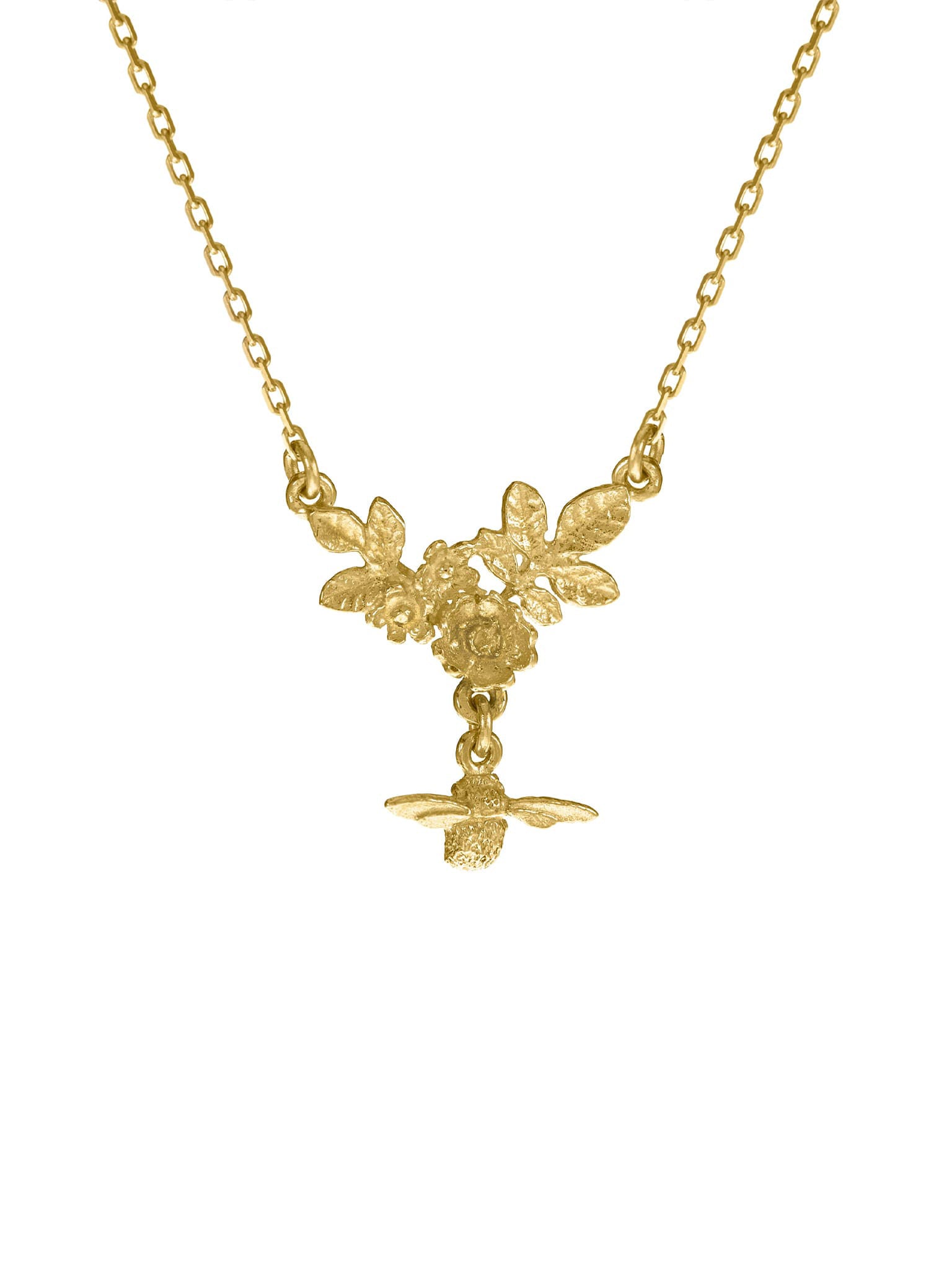 Floral Cluster Necklace with Bee Drop - image 1 | 18ct yellow gold