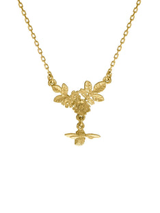 Floral Cluster Necklace with Bee Drop