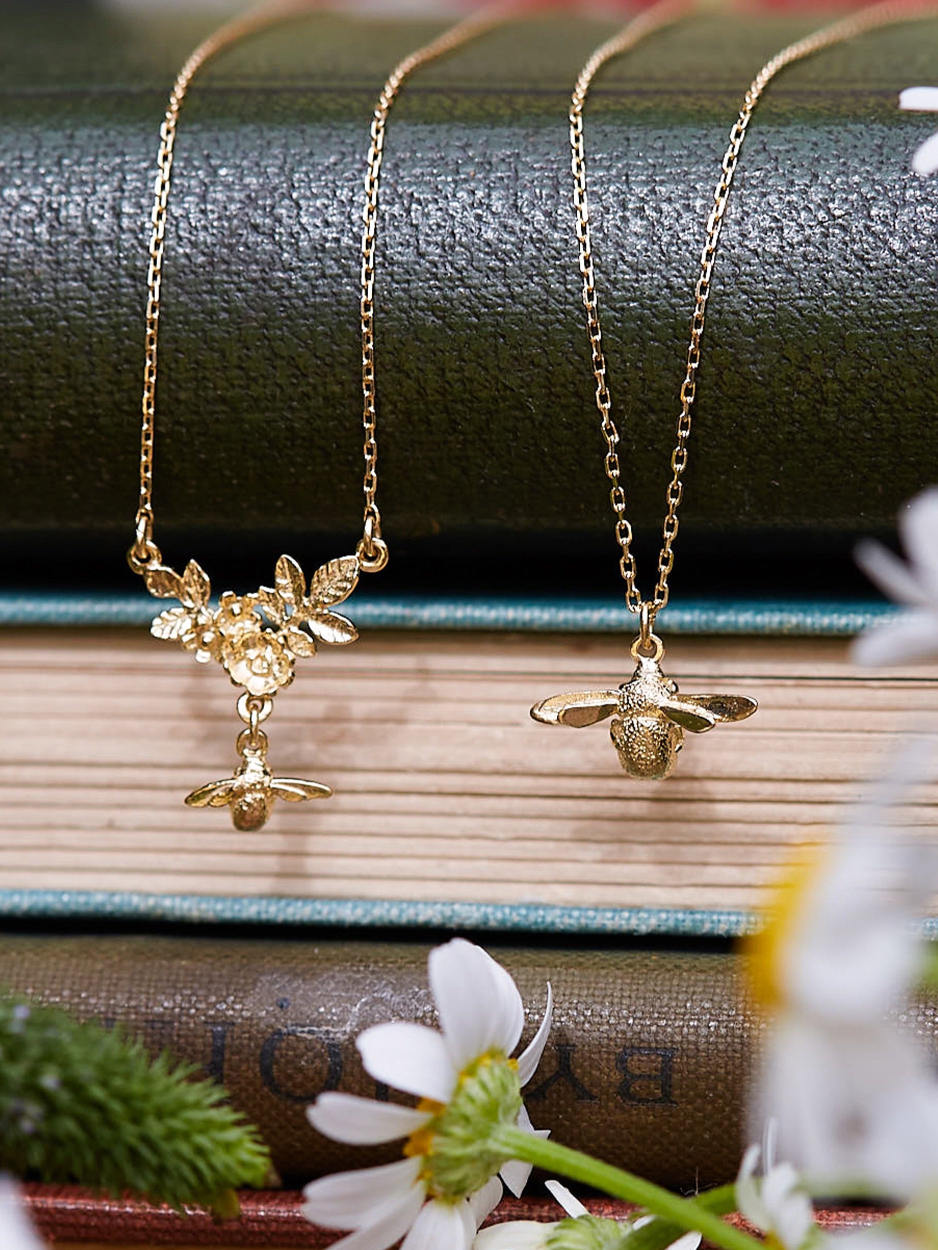 Floral Cluster Necklace with Bee Drop - image 5