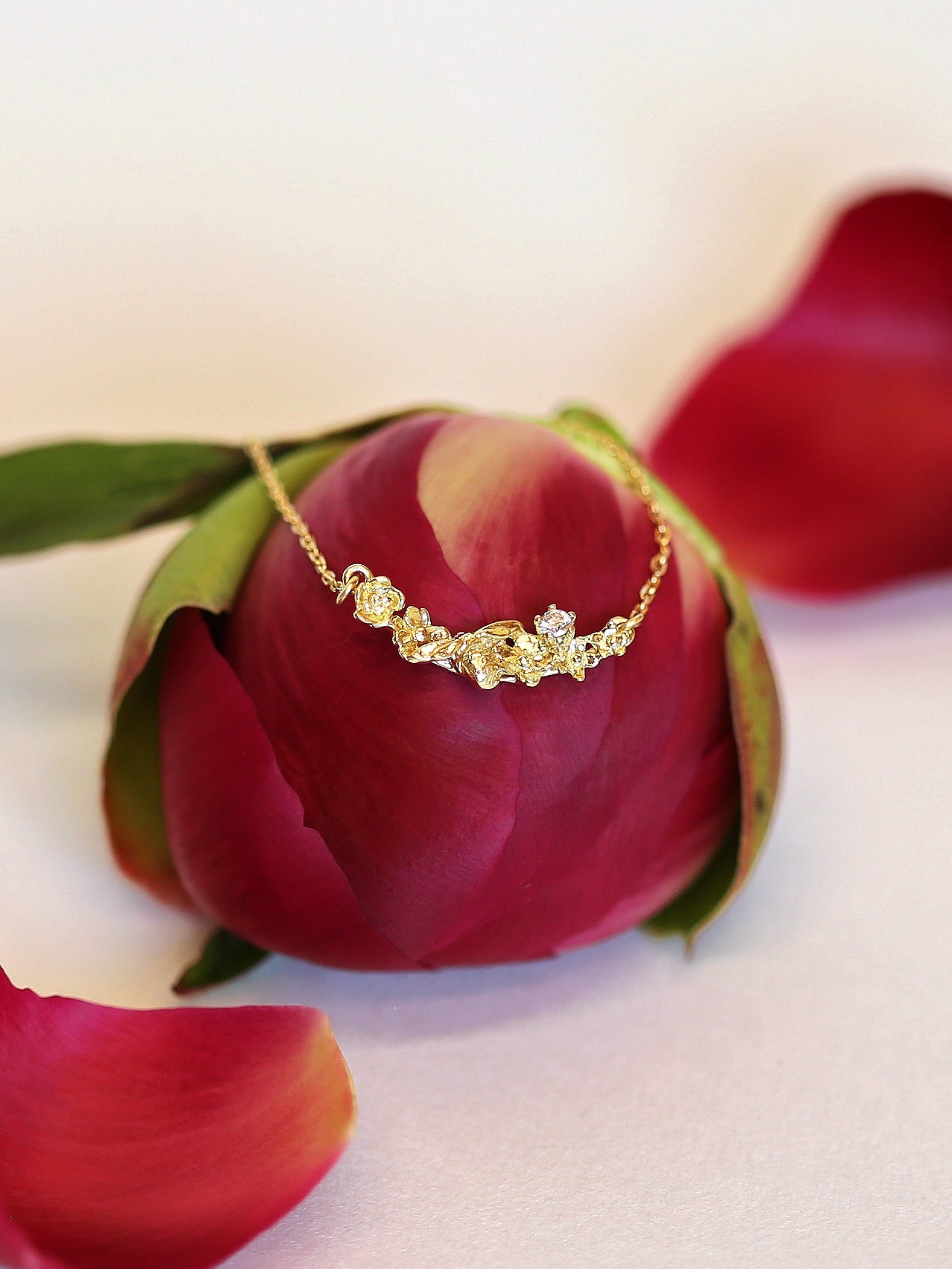 Floral Curve Diamond Necklace - image 3