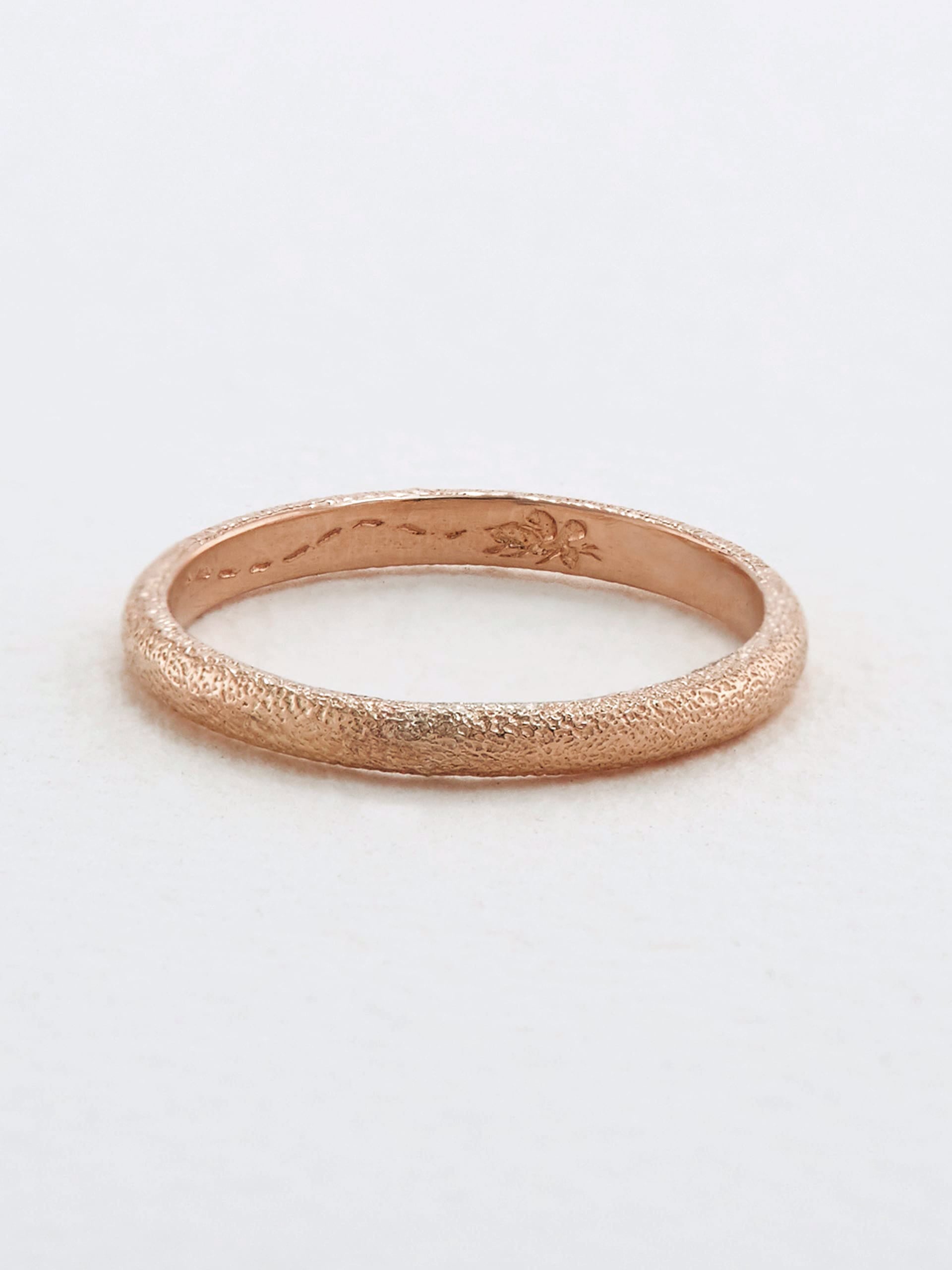 2mm Bee Texture Band with Hidden Engraving - image 7 | 18ct rose gold