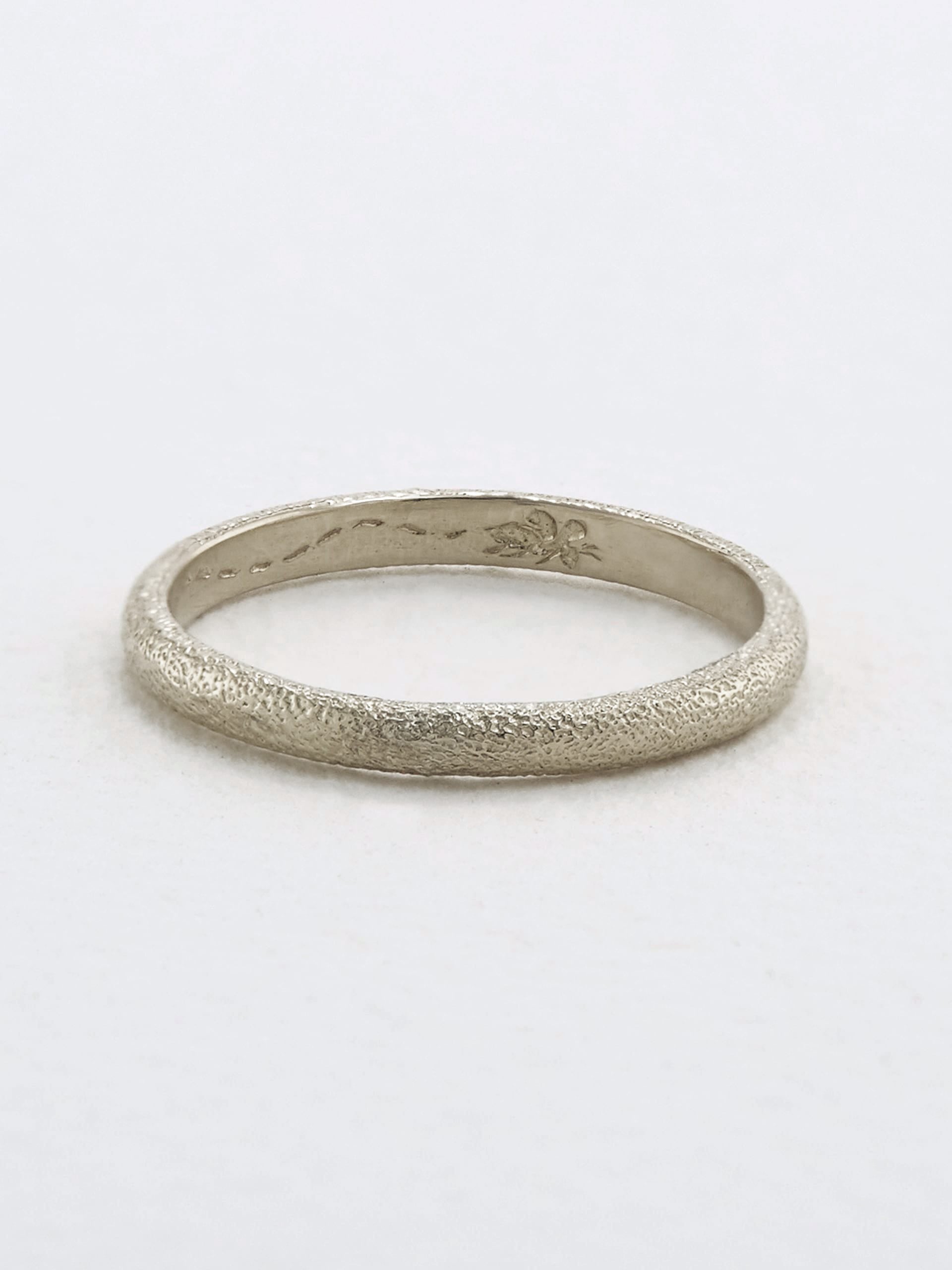 2mm Bee Texture Band with Hidden Engraving - image 5 | 18ct white gold