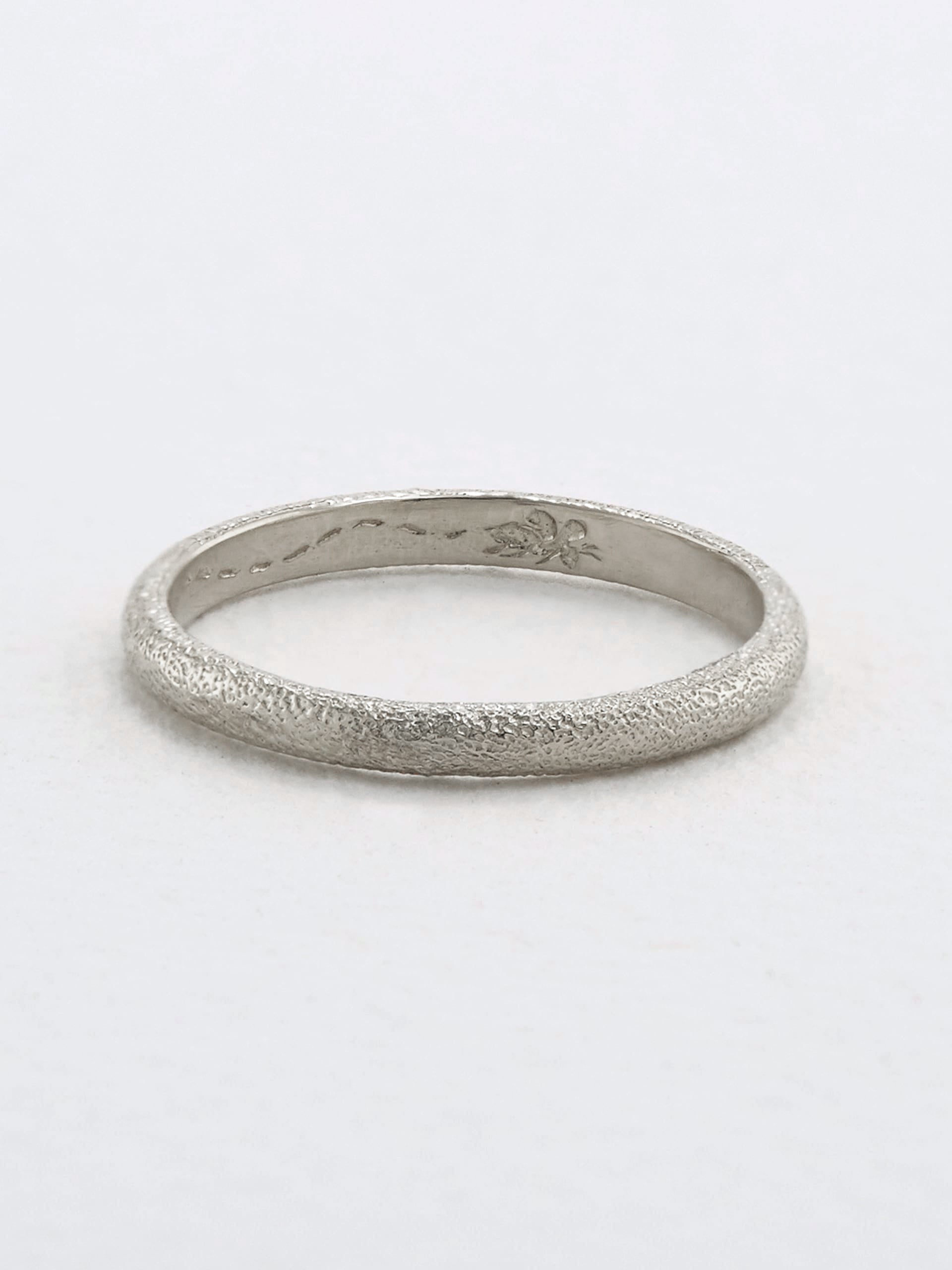 2mm Bee Texture Band with Hidden Engraving - image 9 | platinum