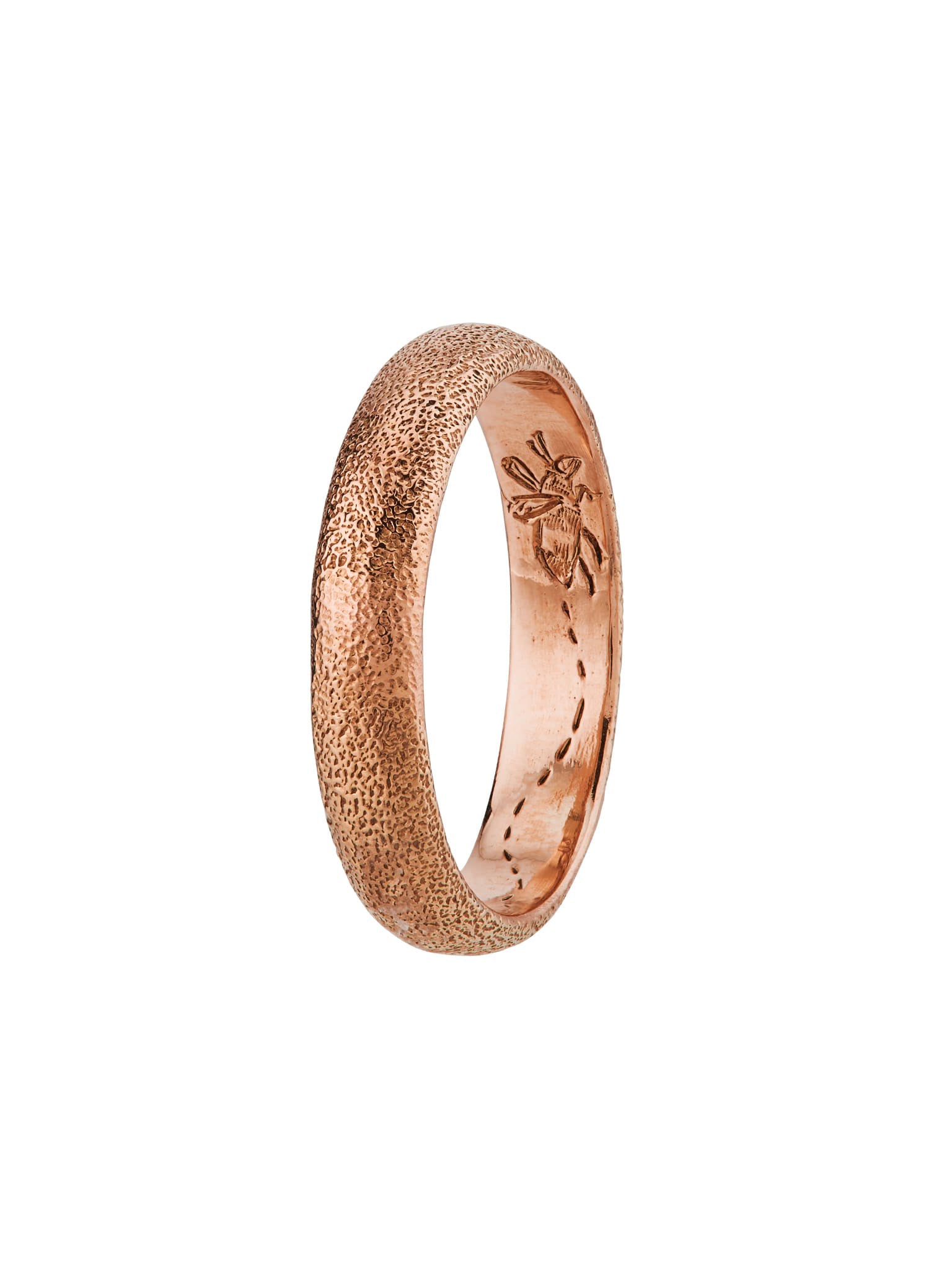 4mm Bee Texture Band with Hidden Engraving - image 5 | 18ct rose gold