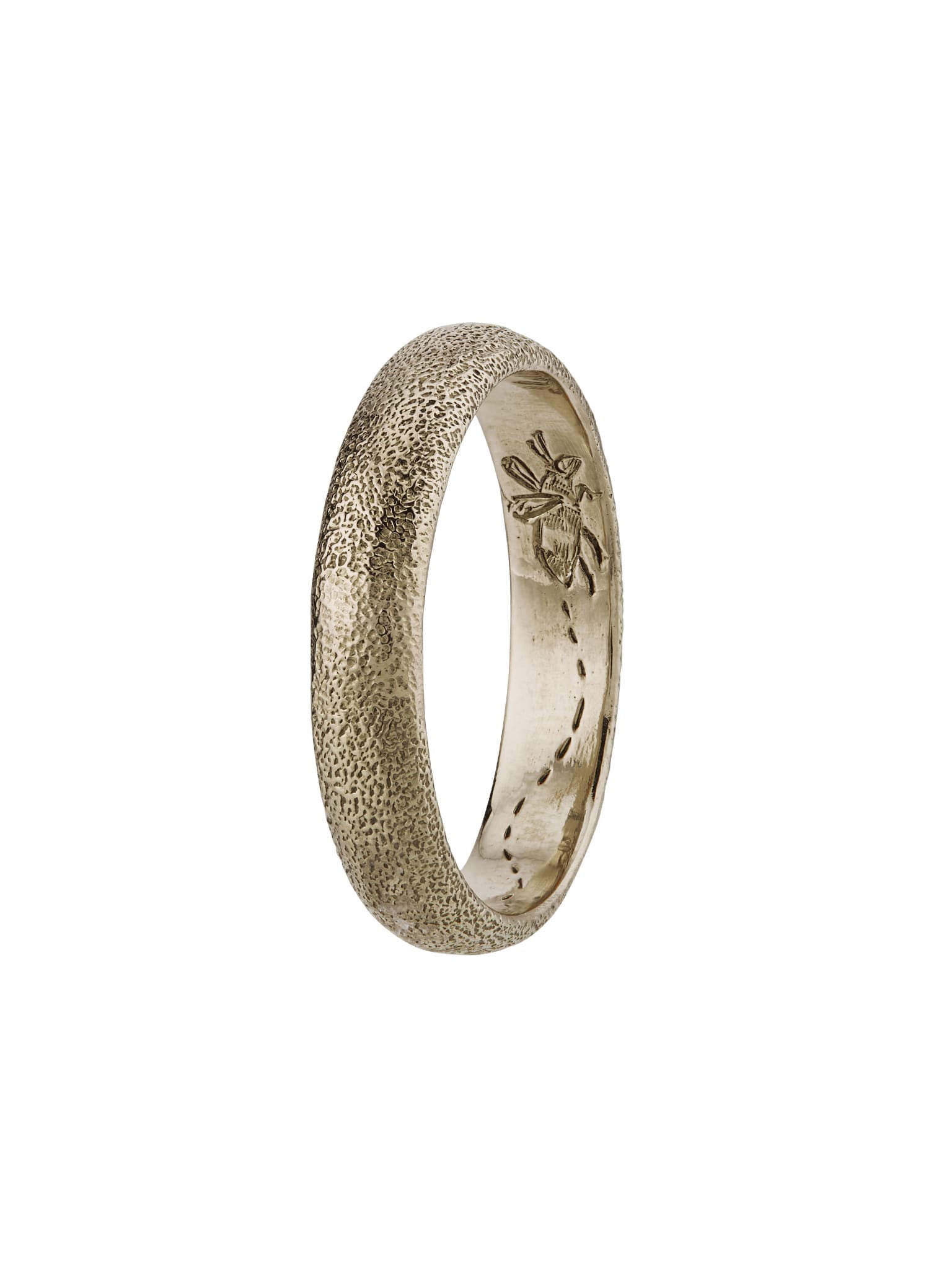 4mm Bee Texture Band with Hidden Engraving - image 3 | 18ct white gold