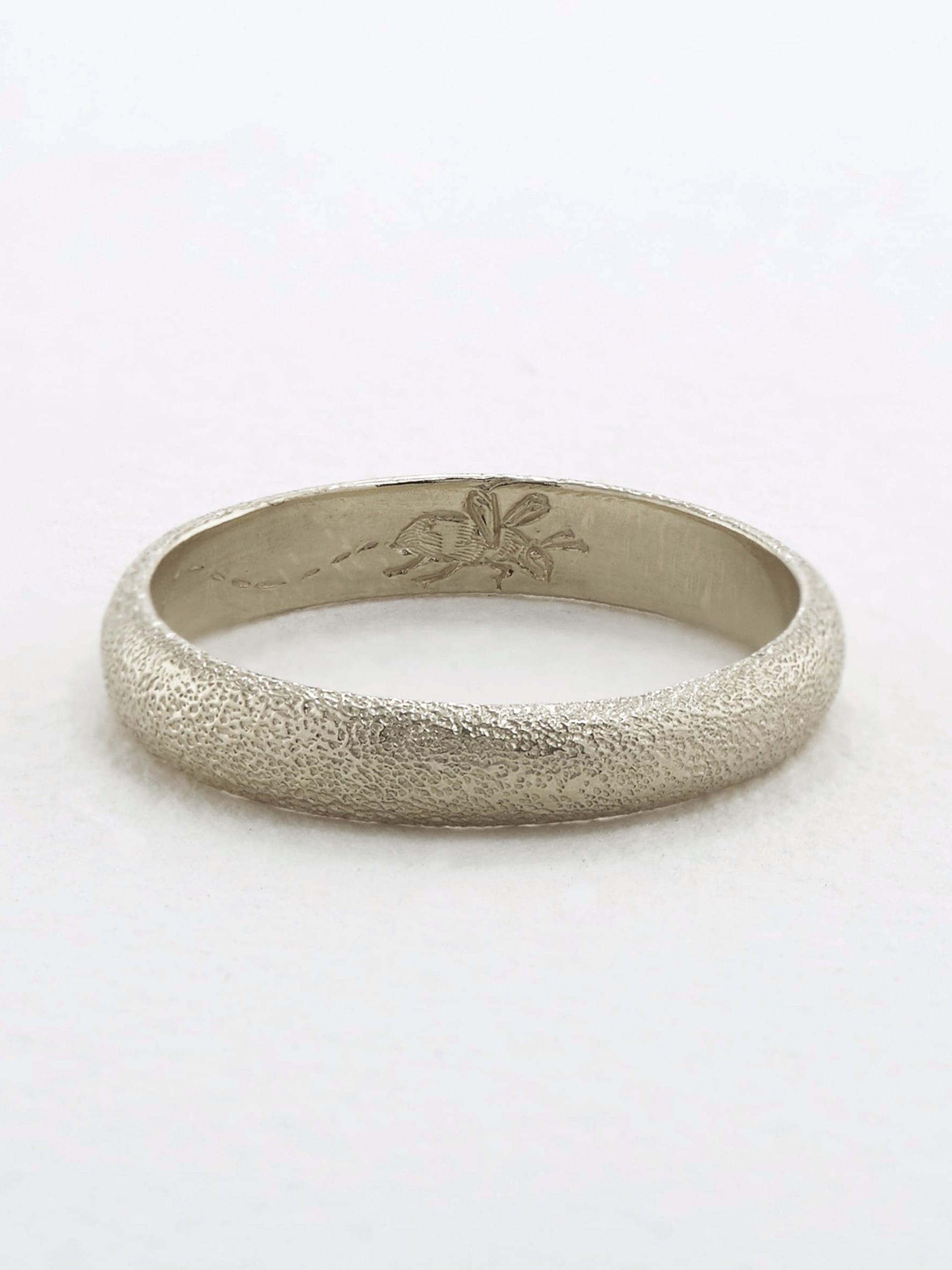 4mm Bee Texture Band with Hidden Engraving - image 4 | 18ct white gold
