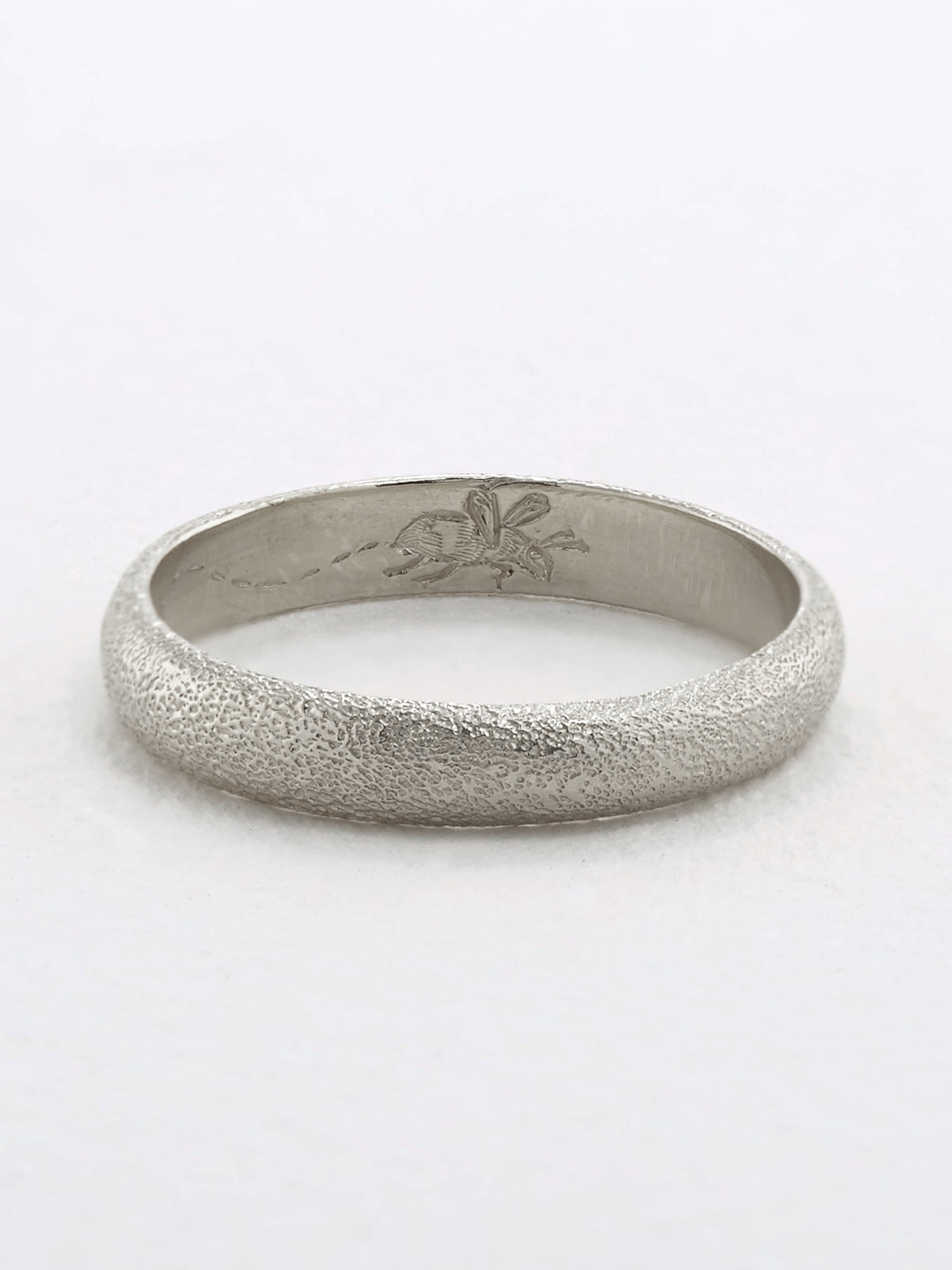 4mm Bee Texture Band with Hidden Engraving - image 8 | platinum