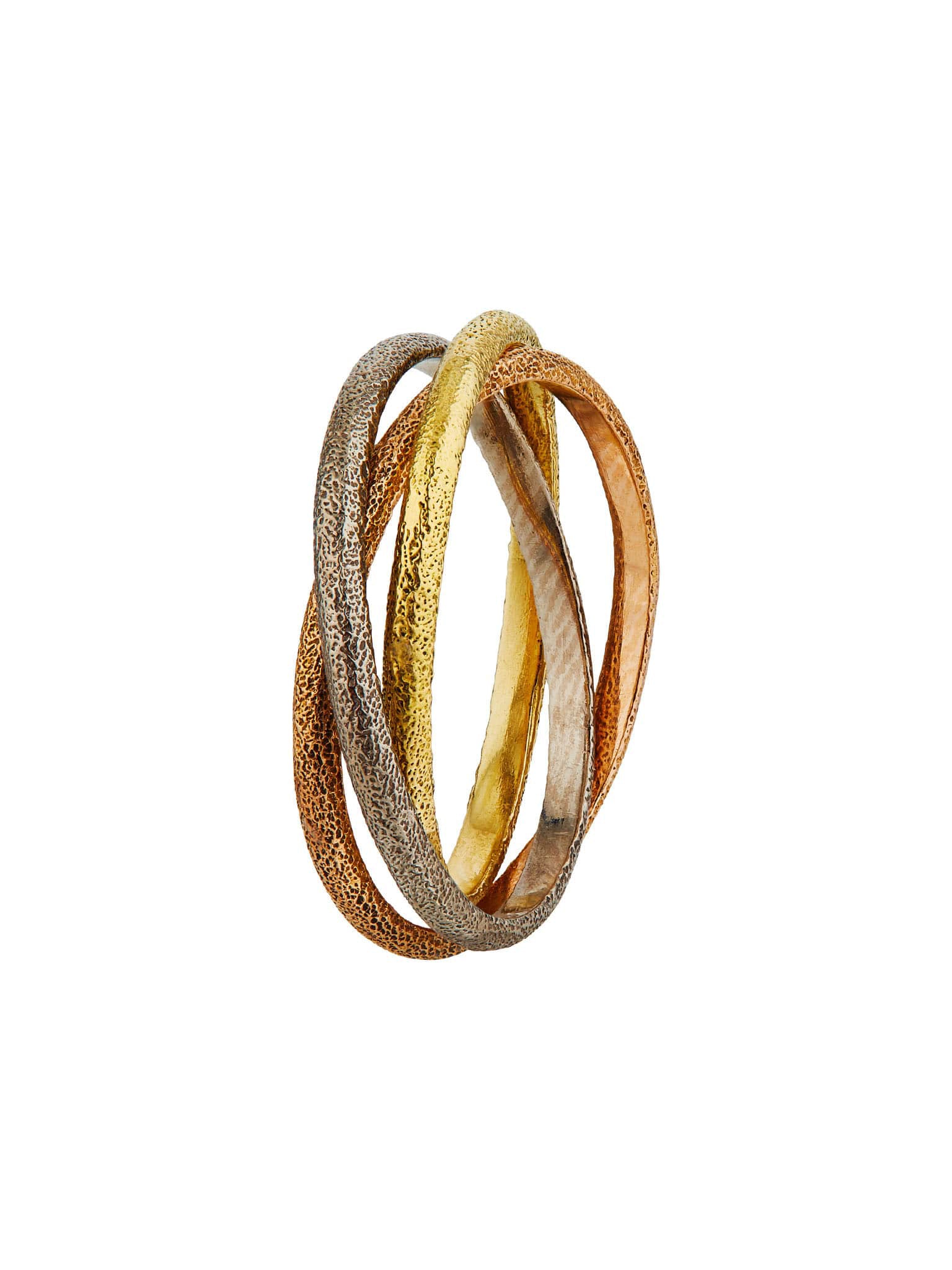 Bee Textured Russian Wedding Ring - image 1 | 18ct yellow, rose & white gold