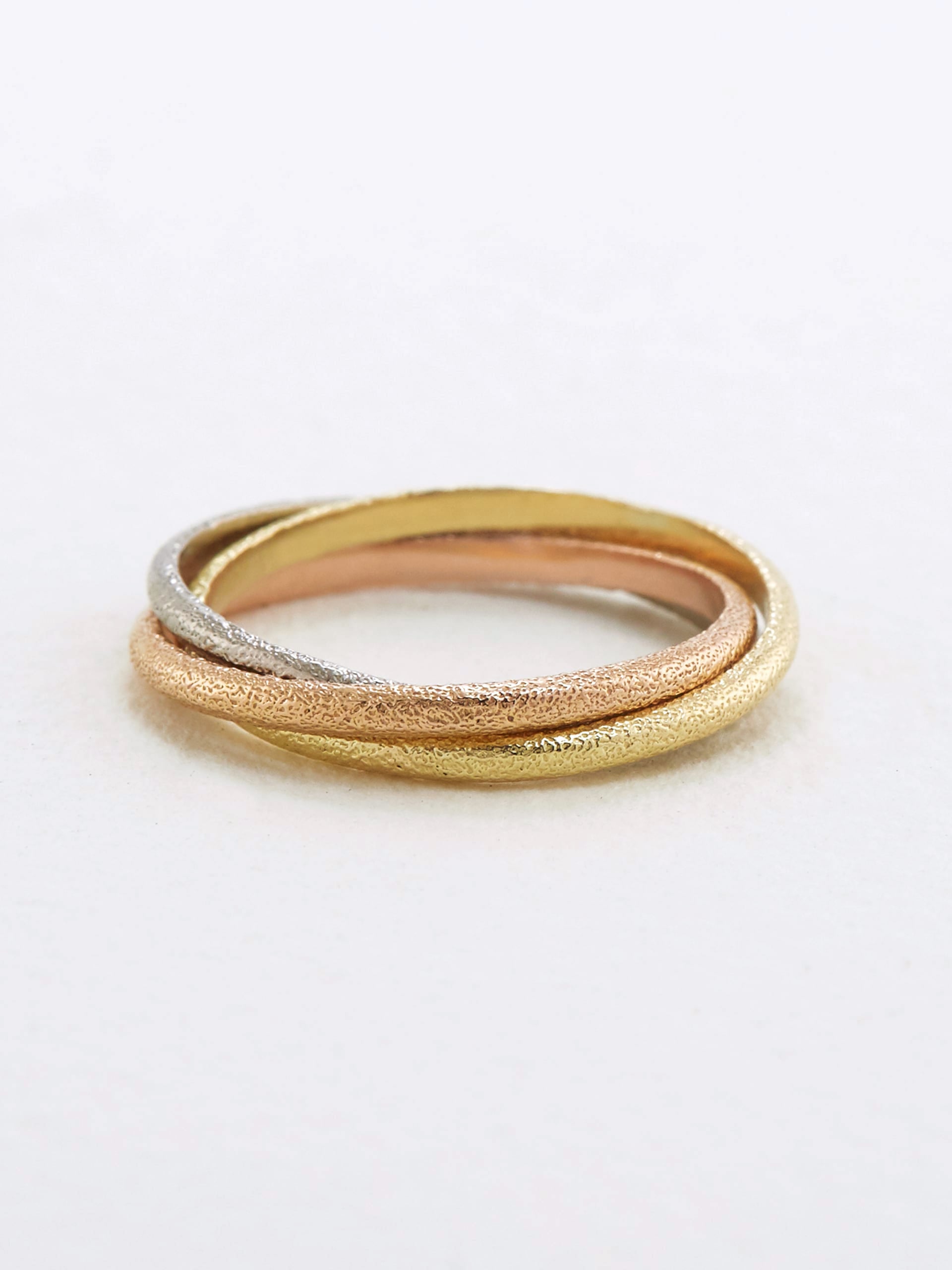 Bee Textured Russian Wedding Ring - image 3 | 18ct yellow, rose & white gold