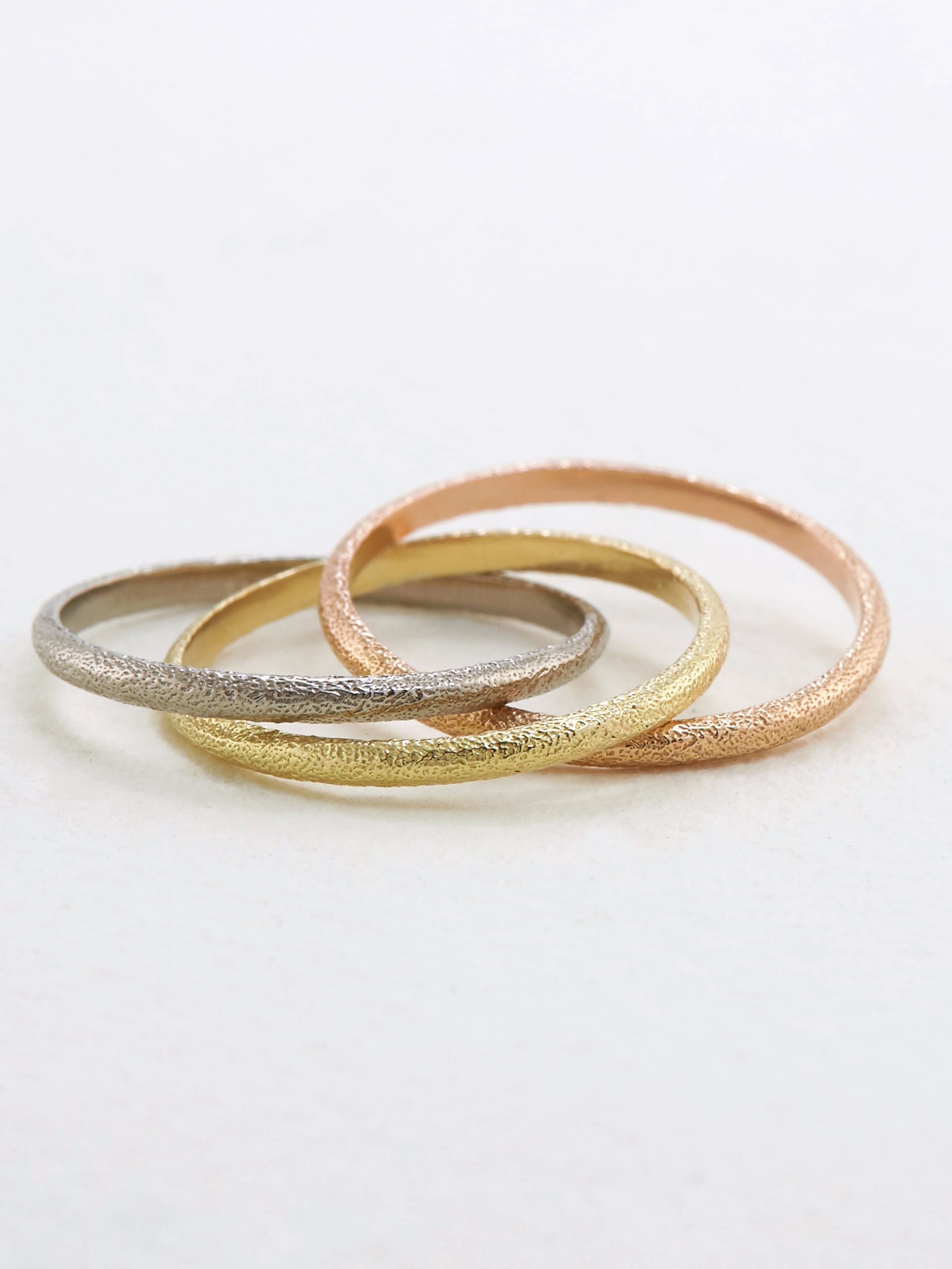 Bee Textured Russian Wedding Ring - image 4 | 18ct yellow, rose & white gold