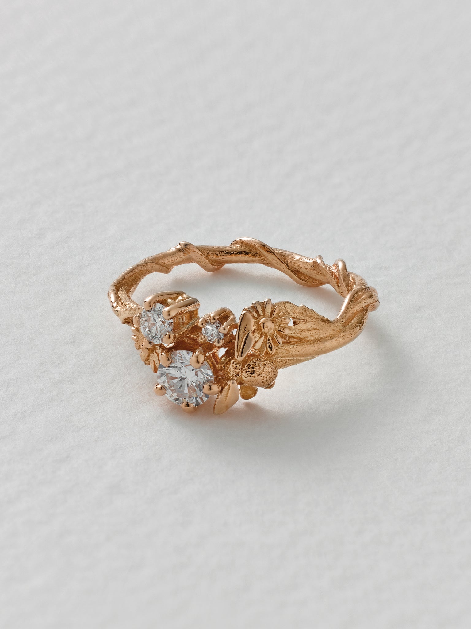 Beekeeper Three Diamond Trilogy Ring - image 10 | 18ct rose gold