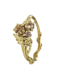 Beekeeper Peach Sapphire Trilogy Ring