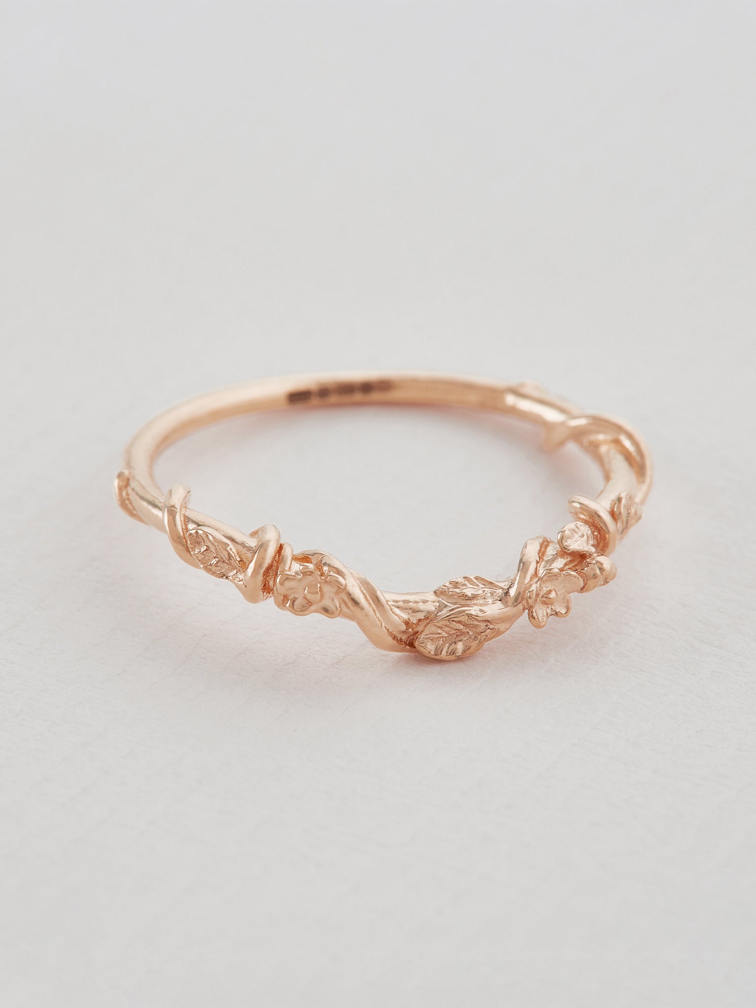 Beekeeper Half Curve Vine Ring with Floral Details - image 7 | 18ct rose gold