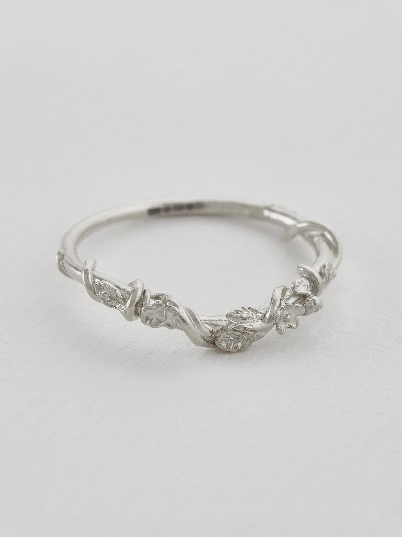 Beekeeper Half Curve Vine Ring with Floral Details - image 5 | 18ct white gold