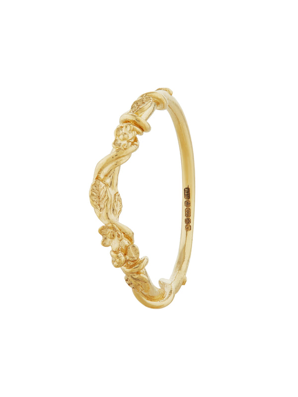 Beekeeper Half Curve Vine Ring with Floral Details