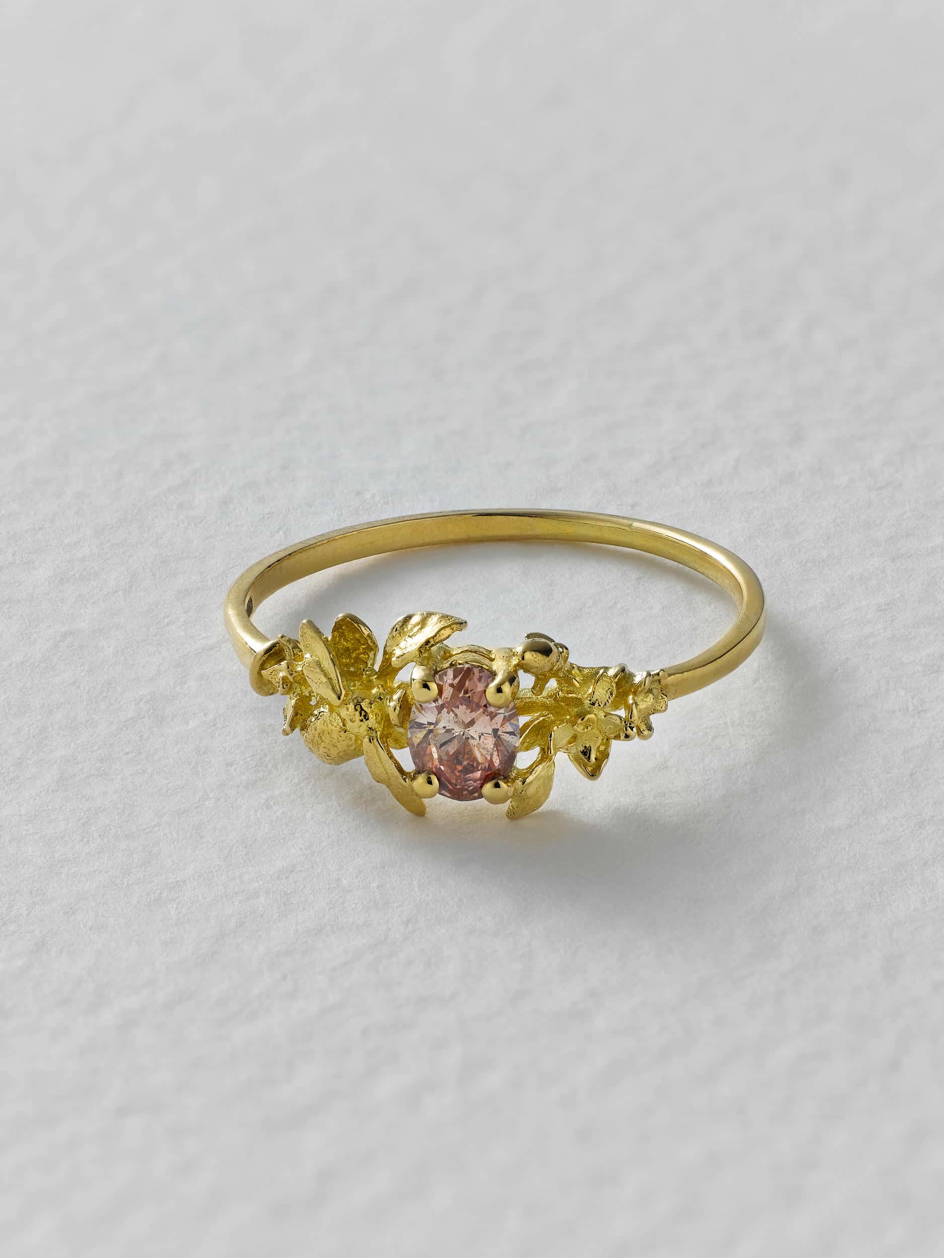 Beekeeper Ring with 0.26ct Brown Pink Oval Diamond - image 2 | 18ct yellow gold