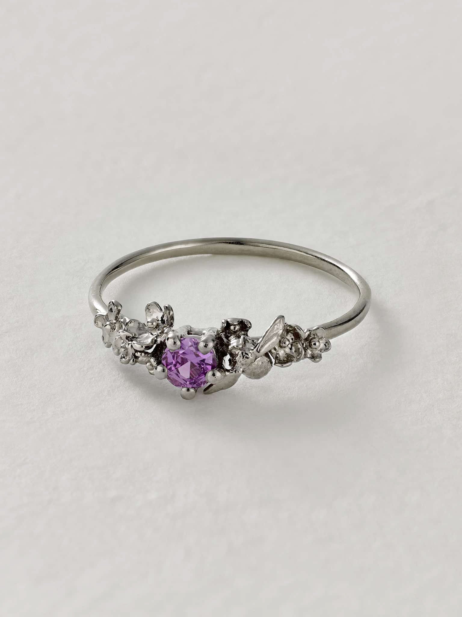 Beekeeper Garden Ring with Pale Purple Sapphire - image 2 | 18ct white gold