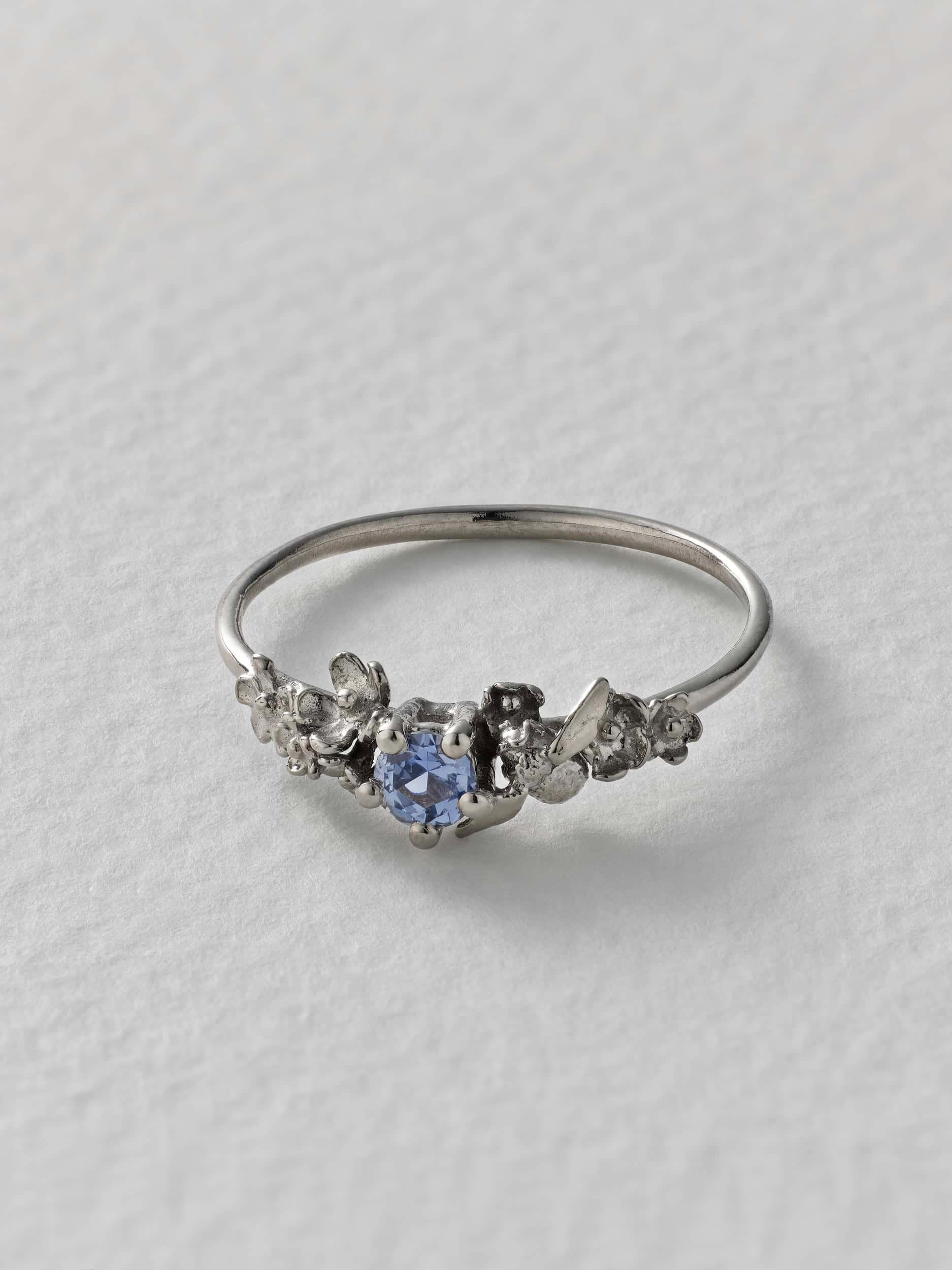 Beekeeper Garden Ring with Blue Cornflower Sapphire - image 2 | 18ct white gold