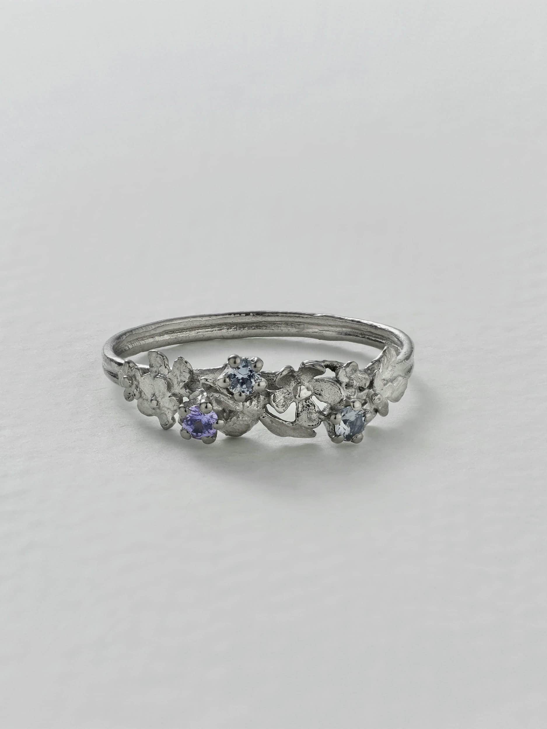 Beekeeper Blue & Purple Sapphire Twist Ring - image 2 | 18ct white gold