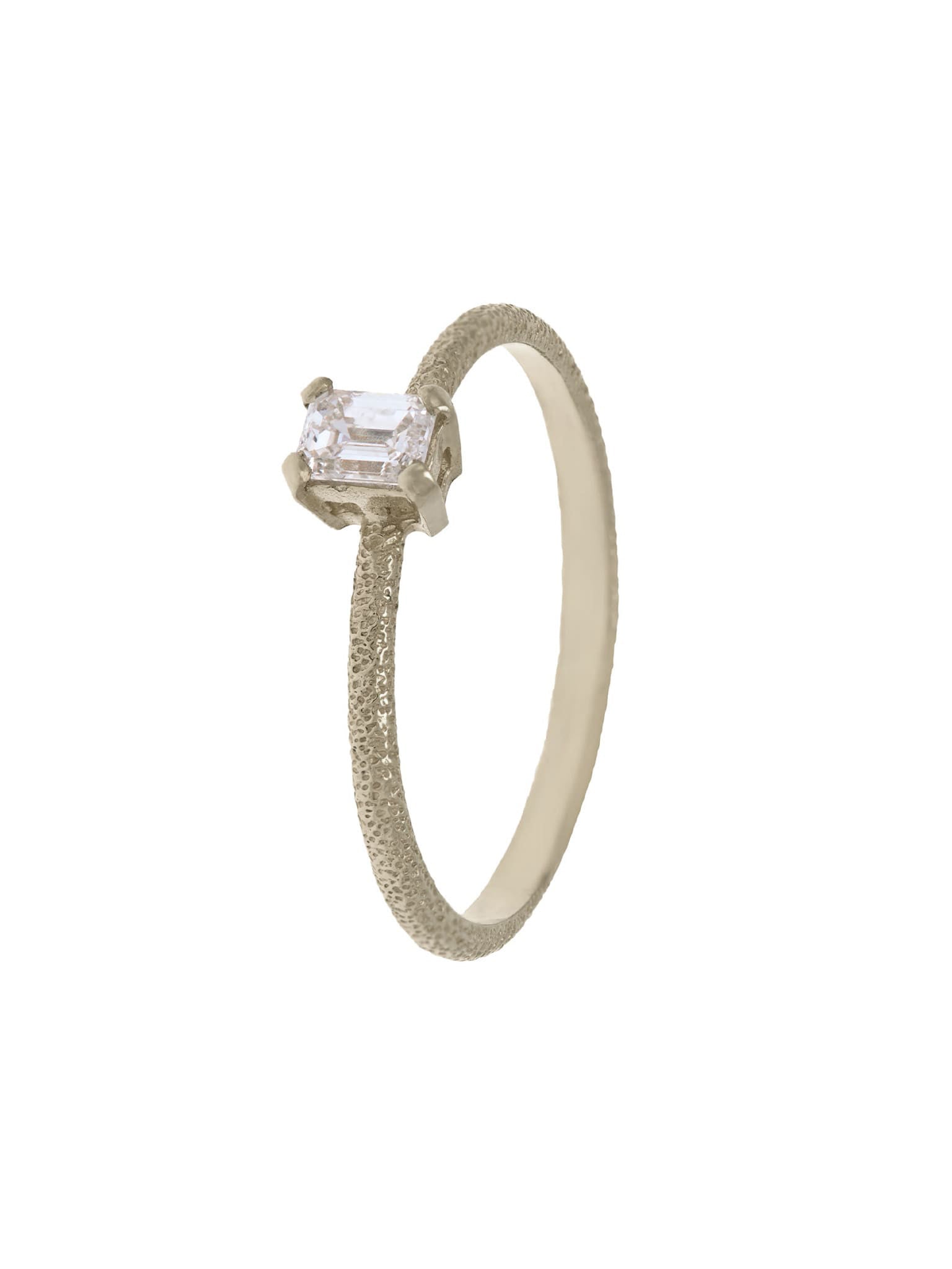 Bee Texture Ring with 0.25ct Emerald Cut Diamond - image 6 | 18ct white gold