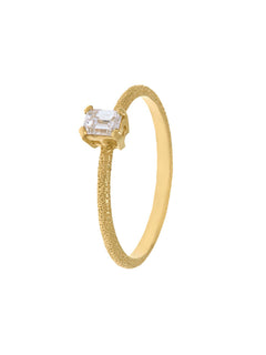 Bee Texture Ring with 0.25ct Emerald Cut Diamond