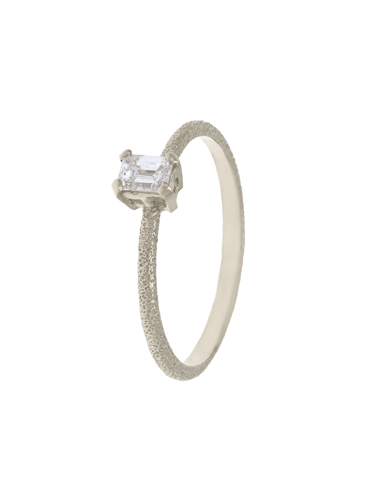 Bee Texture Ring with 0.25ct Emerald Cut Diamond - image 13 | platinum