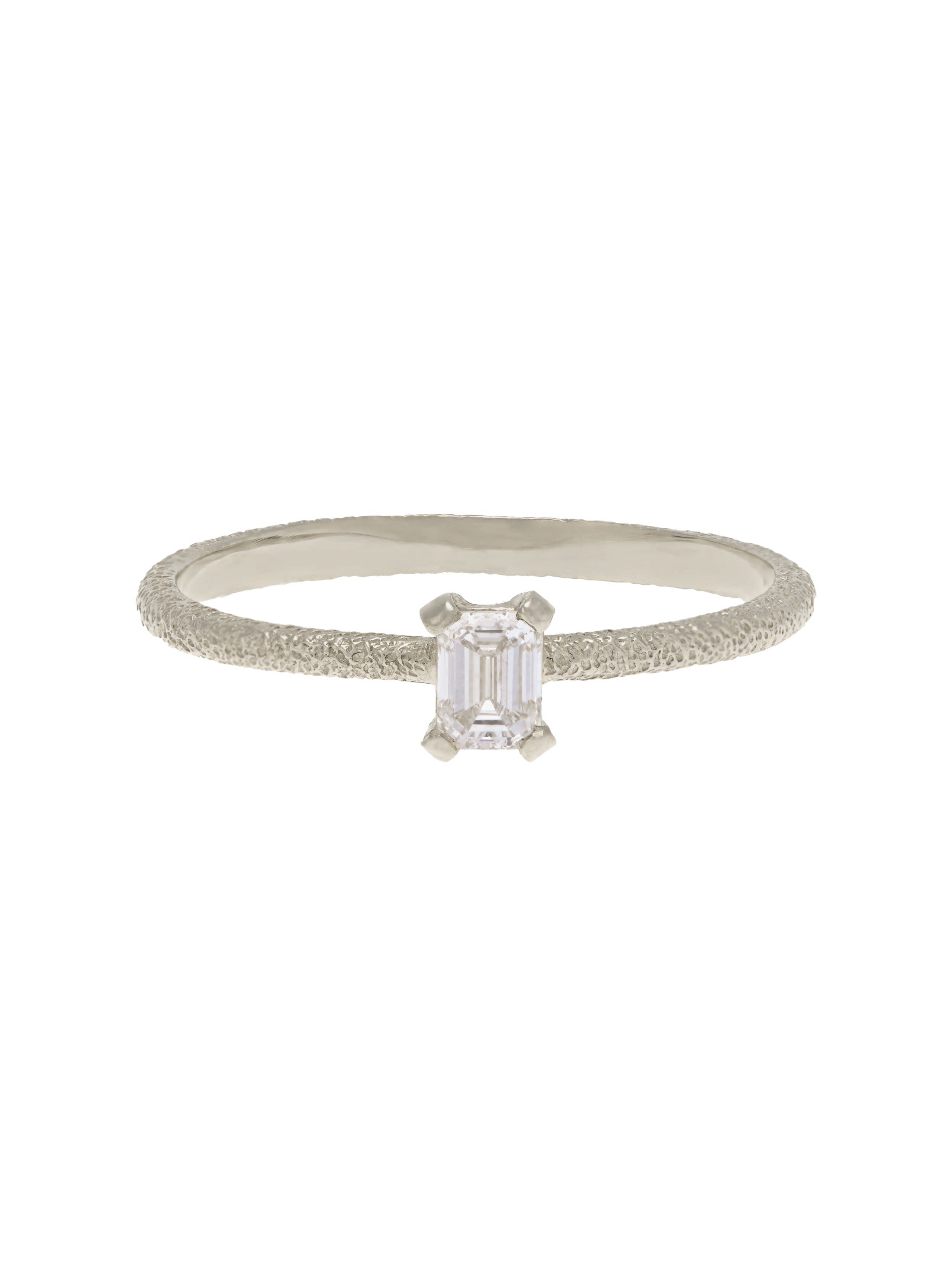 Bee Texture Ring with 0.25ct Emerald Cut Diamond - image 15 | platinum