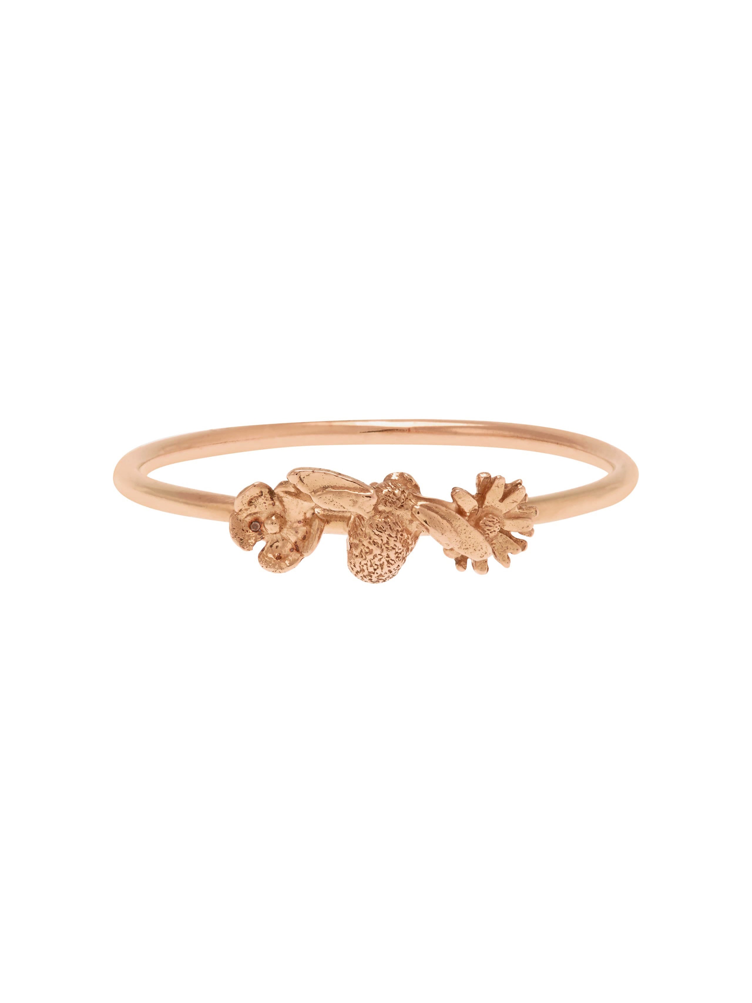 Fine Ring with Itsy Bitsy Bee & Floral Details - image 10 | 18ct rose gold