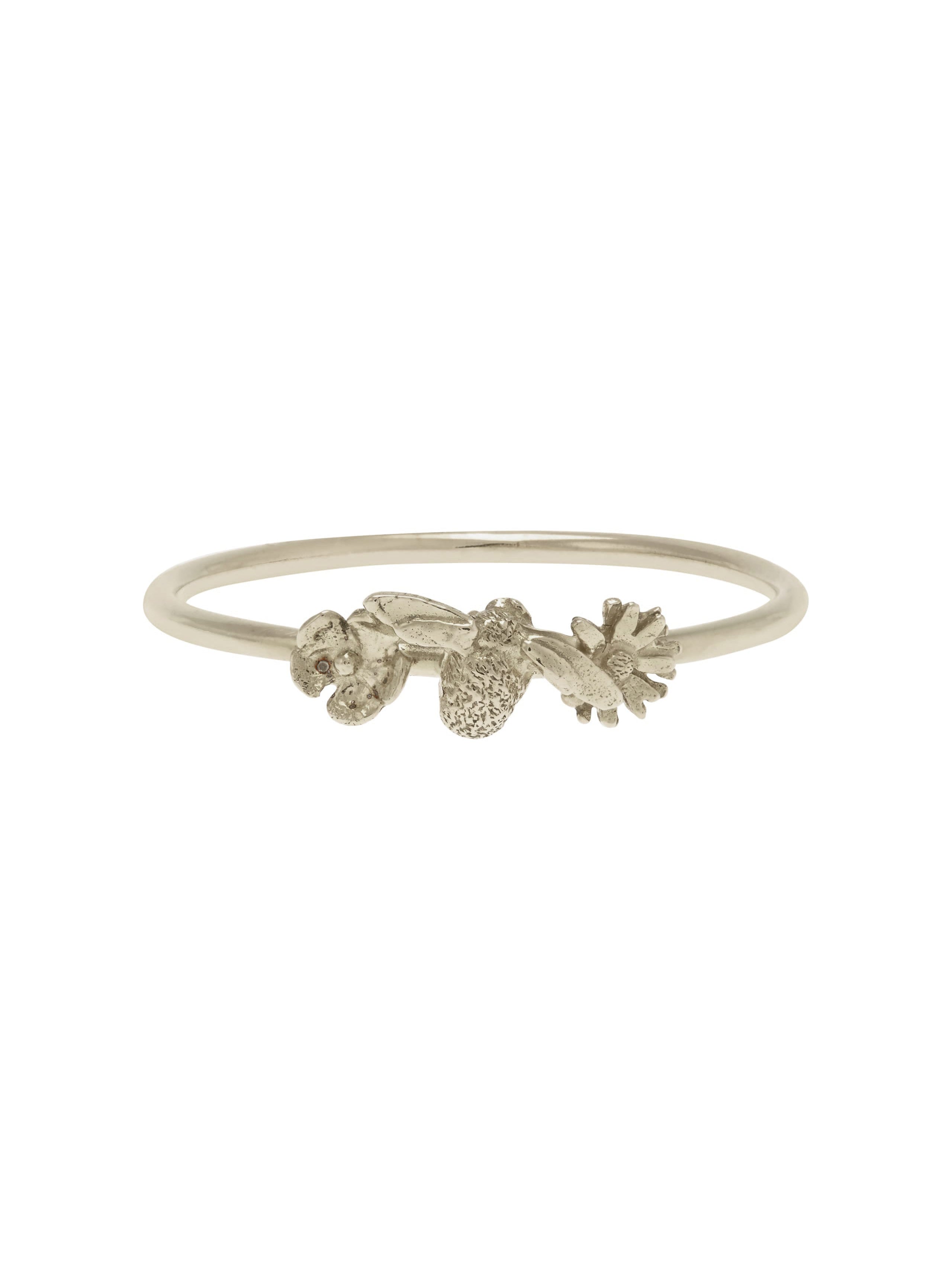 Fine Ring with Itsy Bitsy Bee & Floral Details - image 7 | 18ct white gold