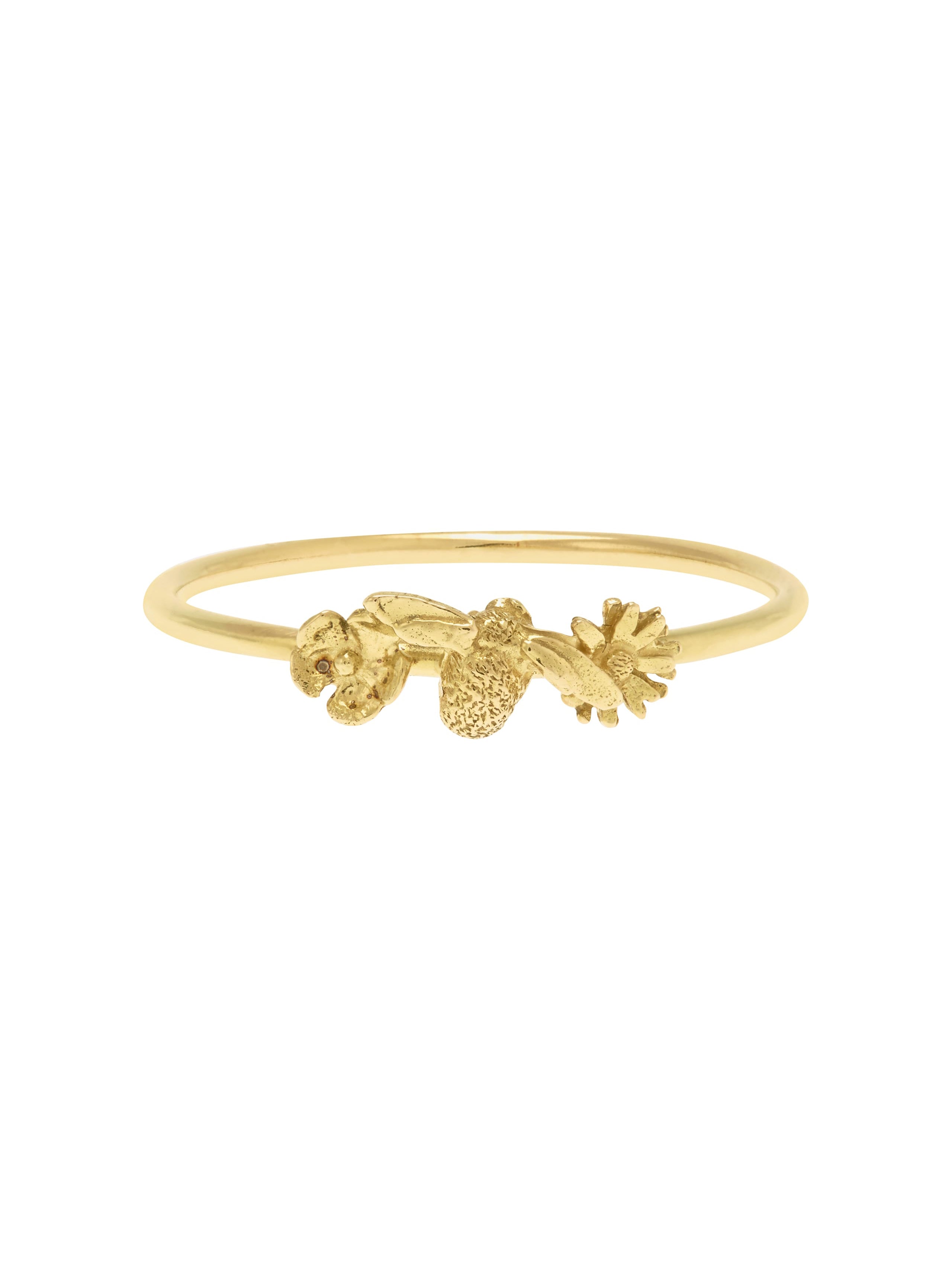 Fine Ring with Itsy Bitsy Bee & Floral Details - image 4 | 18ct yellow gold
