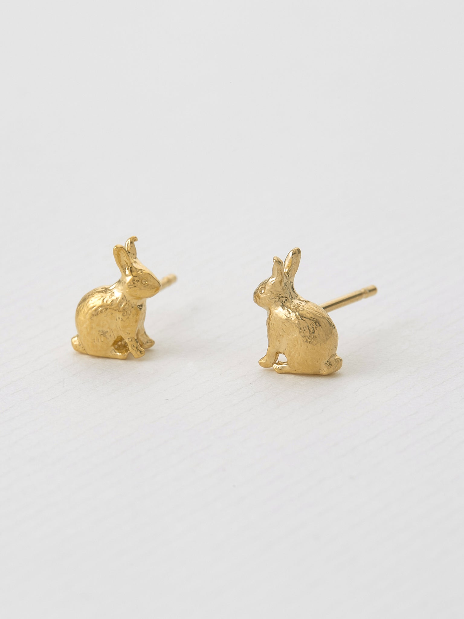 Sitting Bunny Stud Earrings - image 2 | gold plate