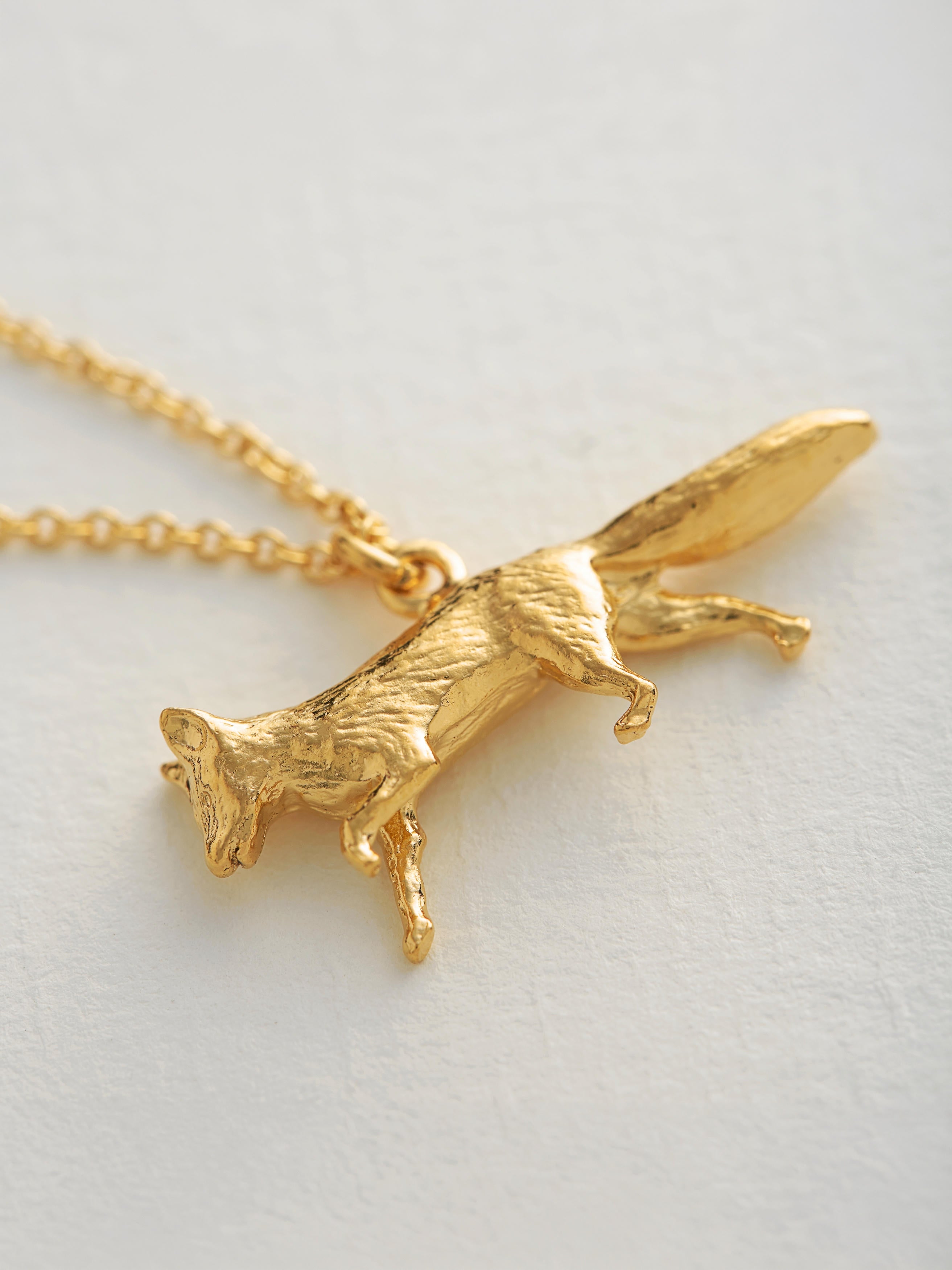 Prowling Fox Necklace - image 3 | gold plate