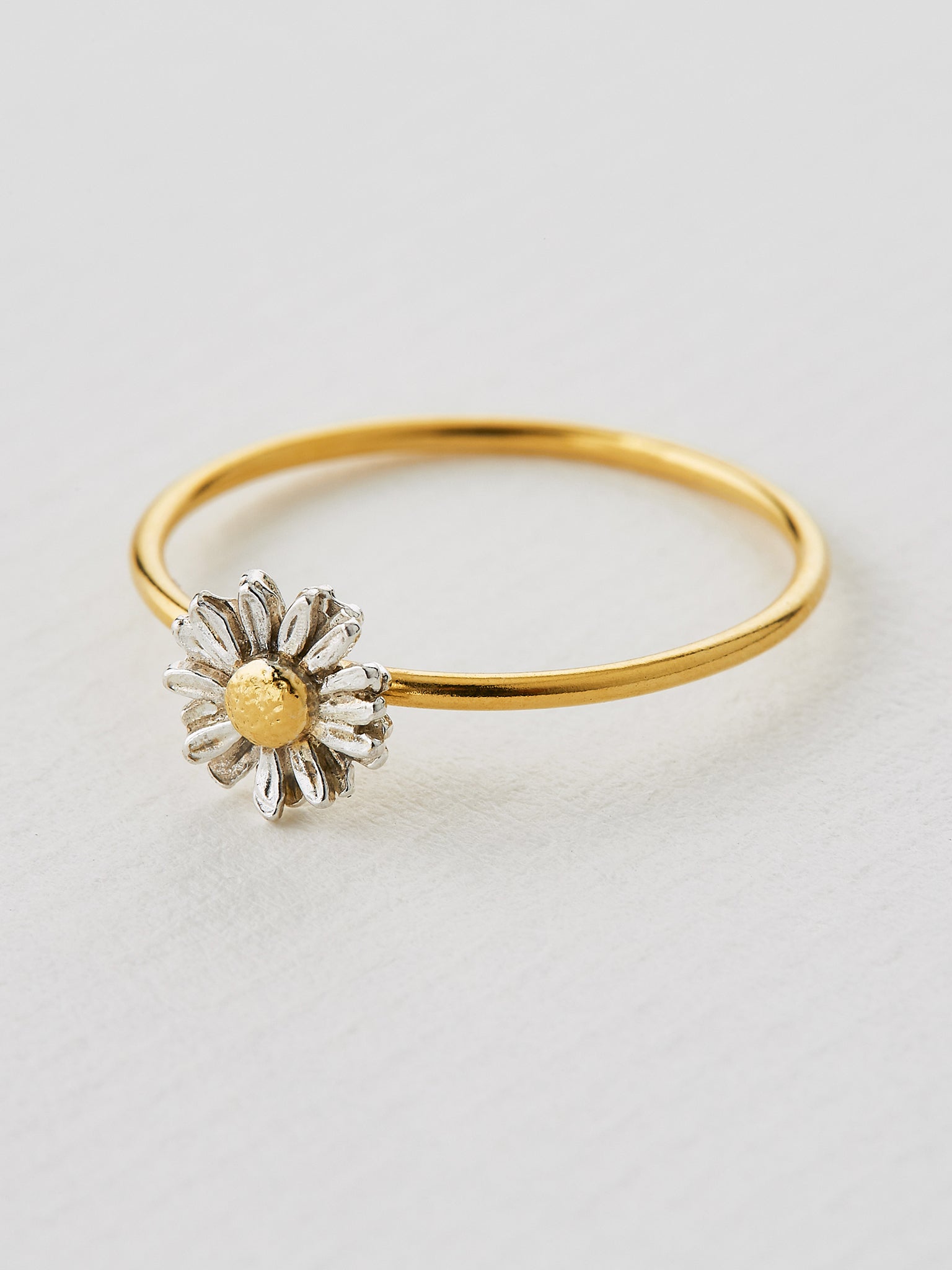 Tiny Daisy Ring - image 3 | silver & gold plate