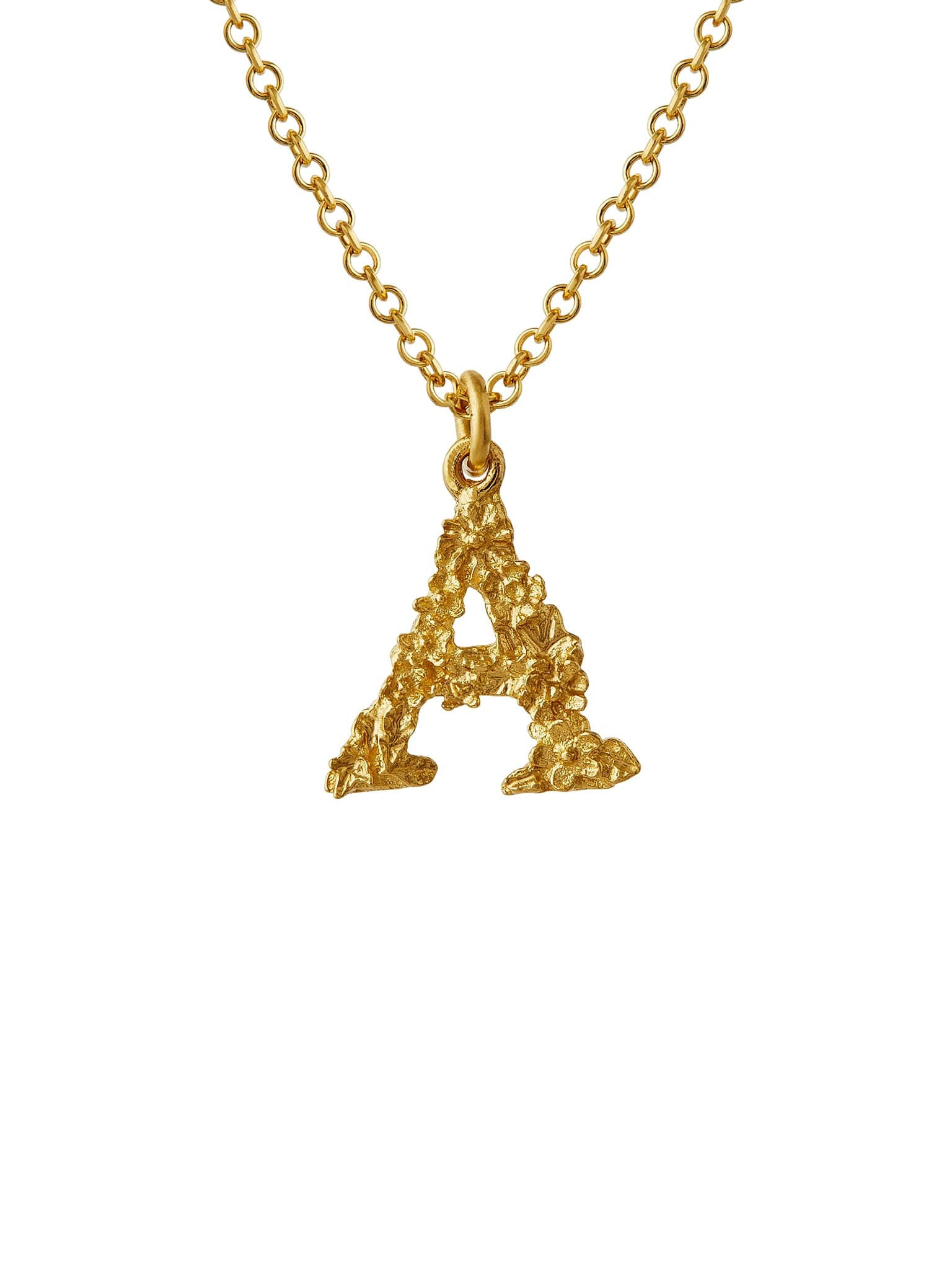 Teeny Tiny Floral Letter A Necklace - image 1 | 18ct yellow gold